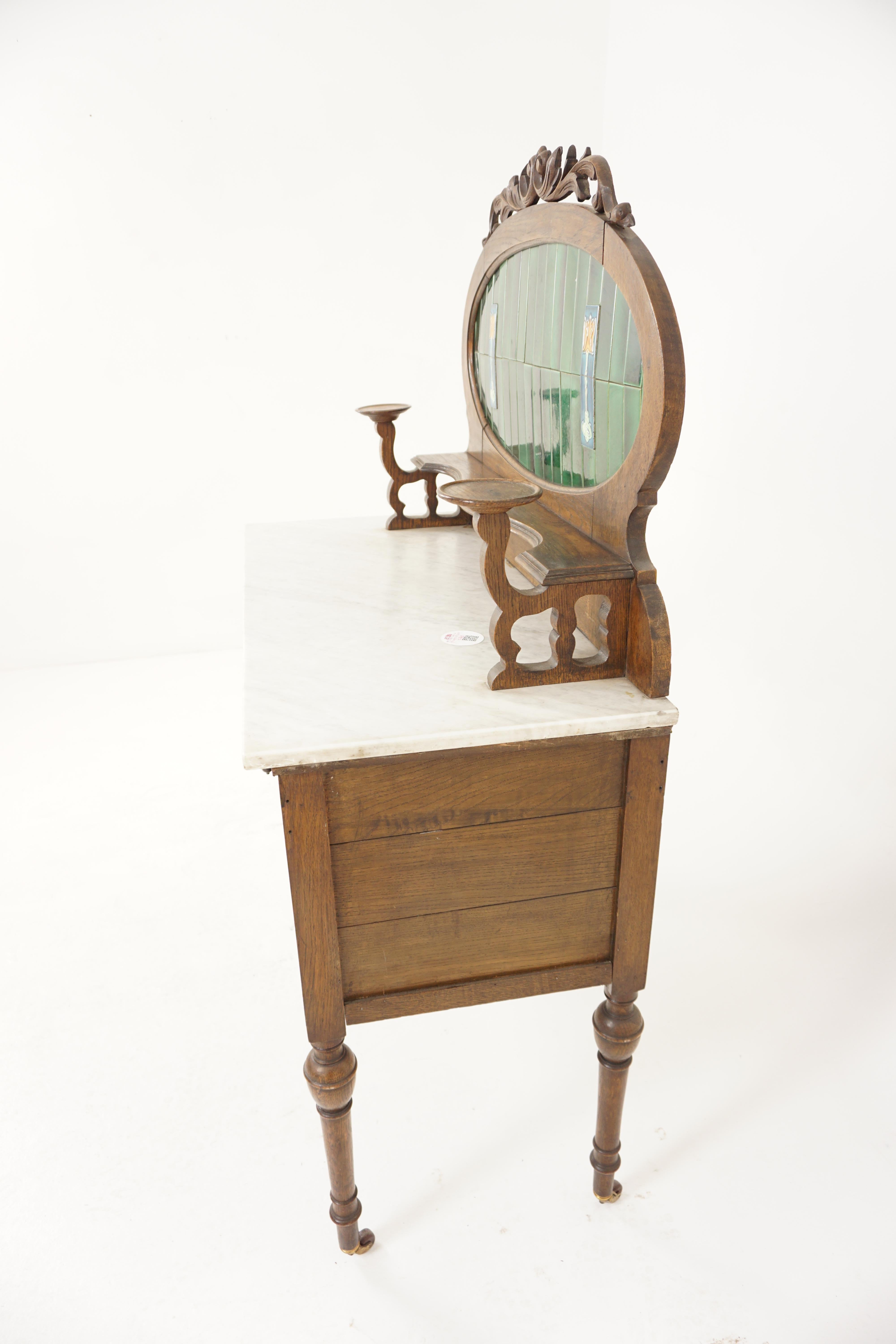 Arts and Crafts Marble Top Washstand, Dry Sink, Scotland 1910 3