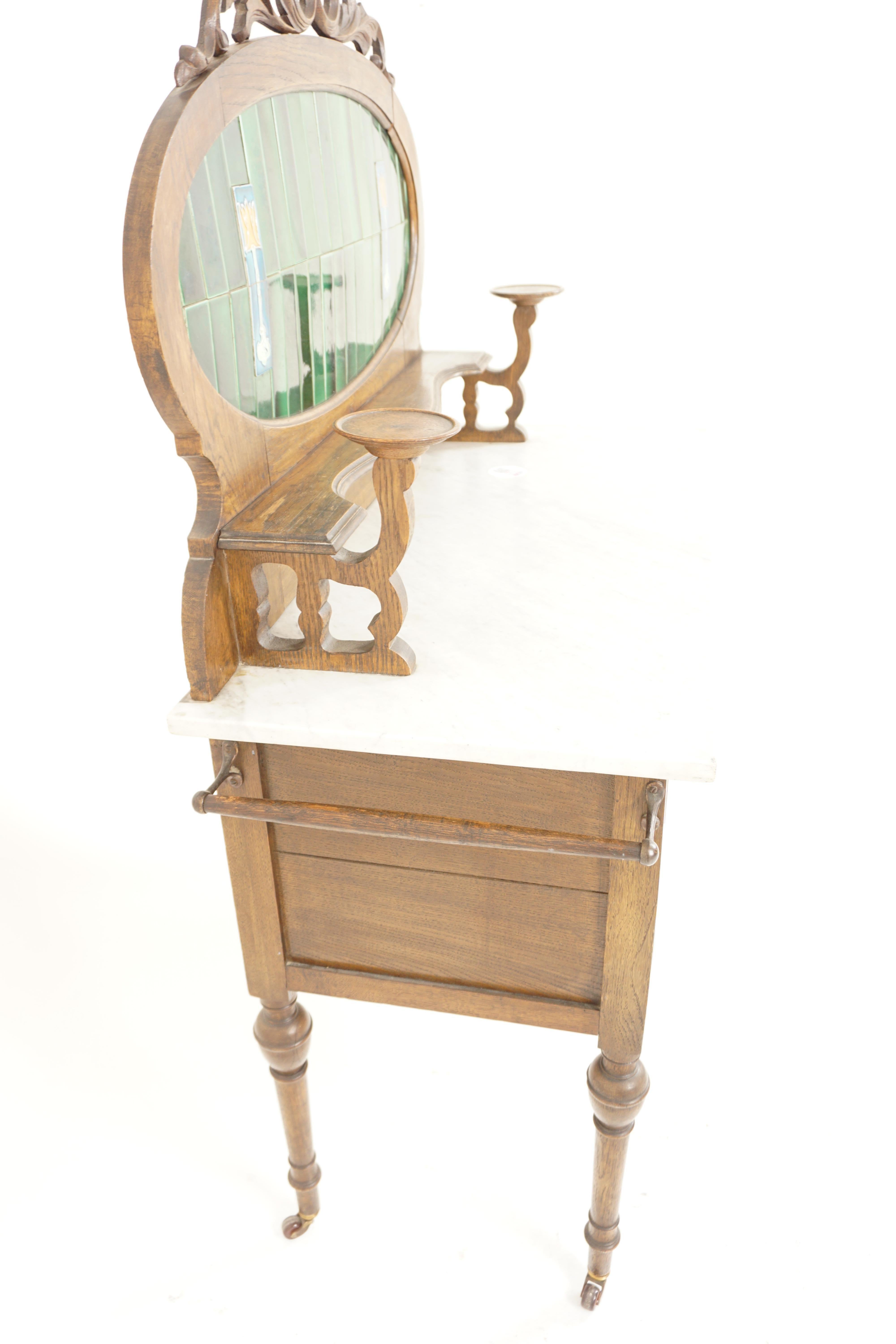 Arts and Crafts Marble Top Washstand, Dry Sink, Scotland 1910 4