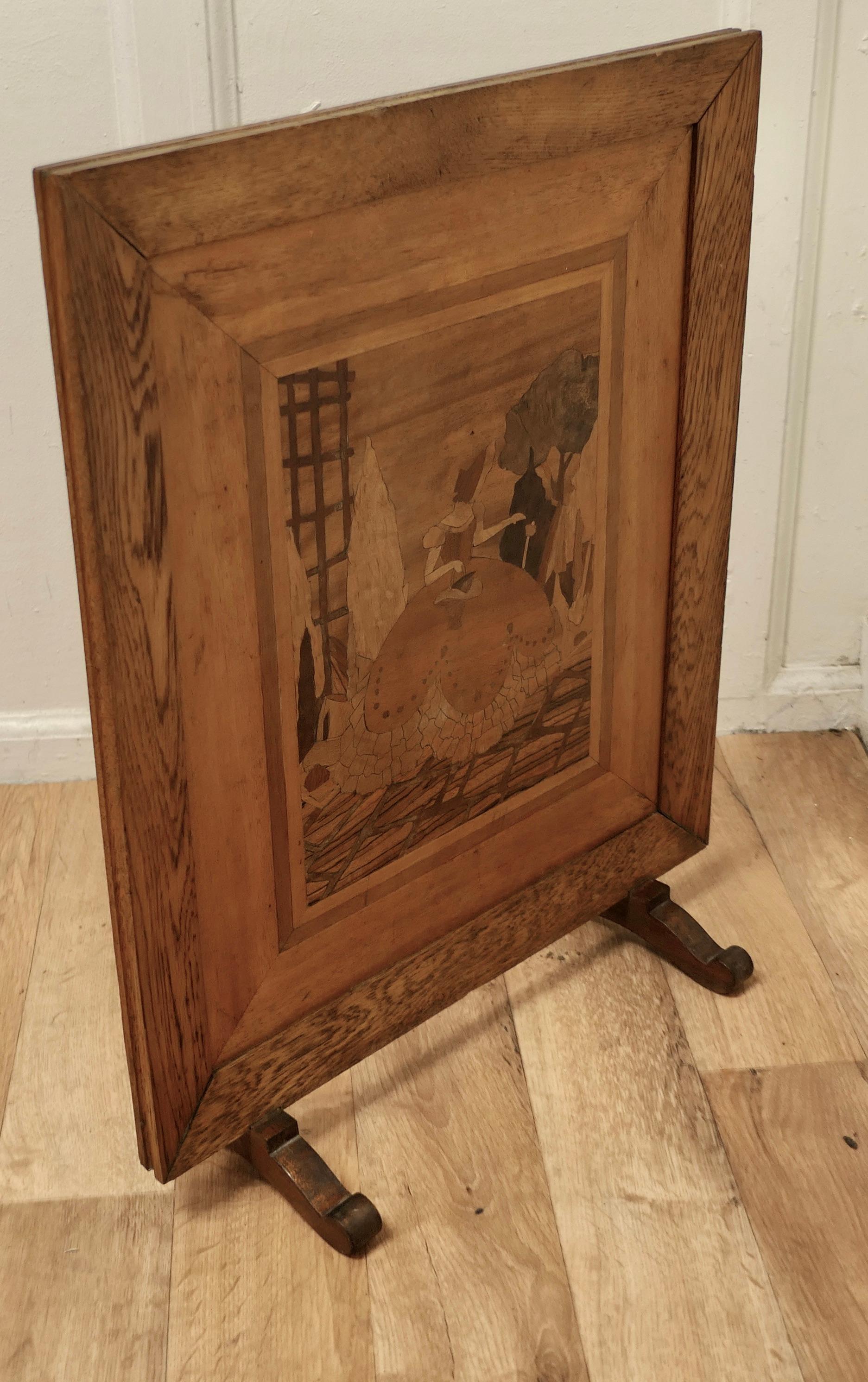 Art Deco Arts and Crafts Marquetry Fire Screen  For Sale