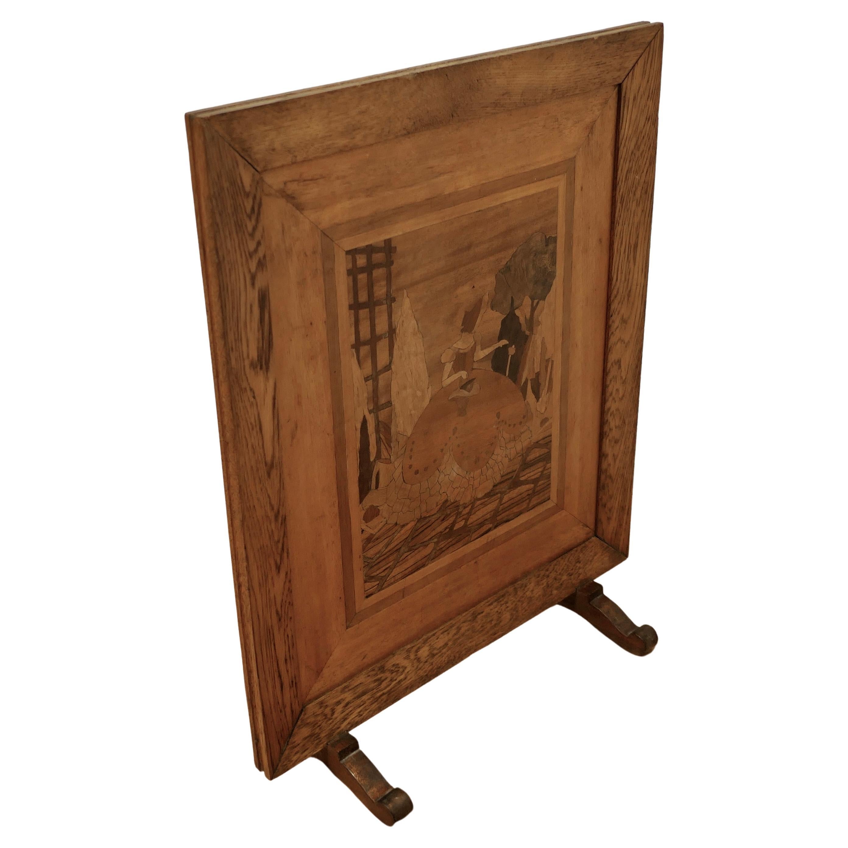 Arts and Crafts Marquetry Fire Screen  For Sale