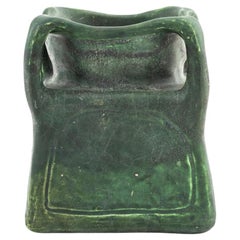 Arts and Crafts Matte Green Square Pottery Vase