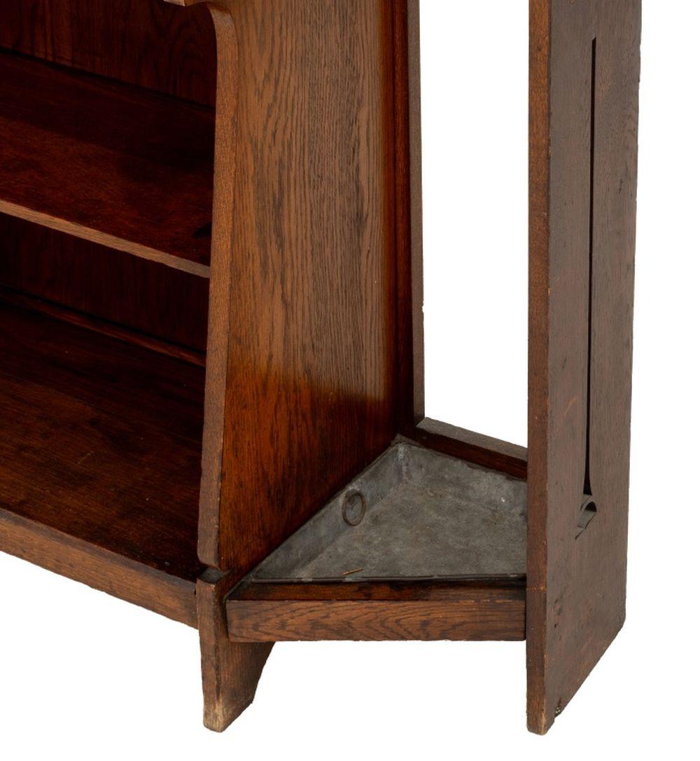 Arts and Crafts Mirrored Oak Hall Stand 5