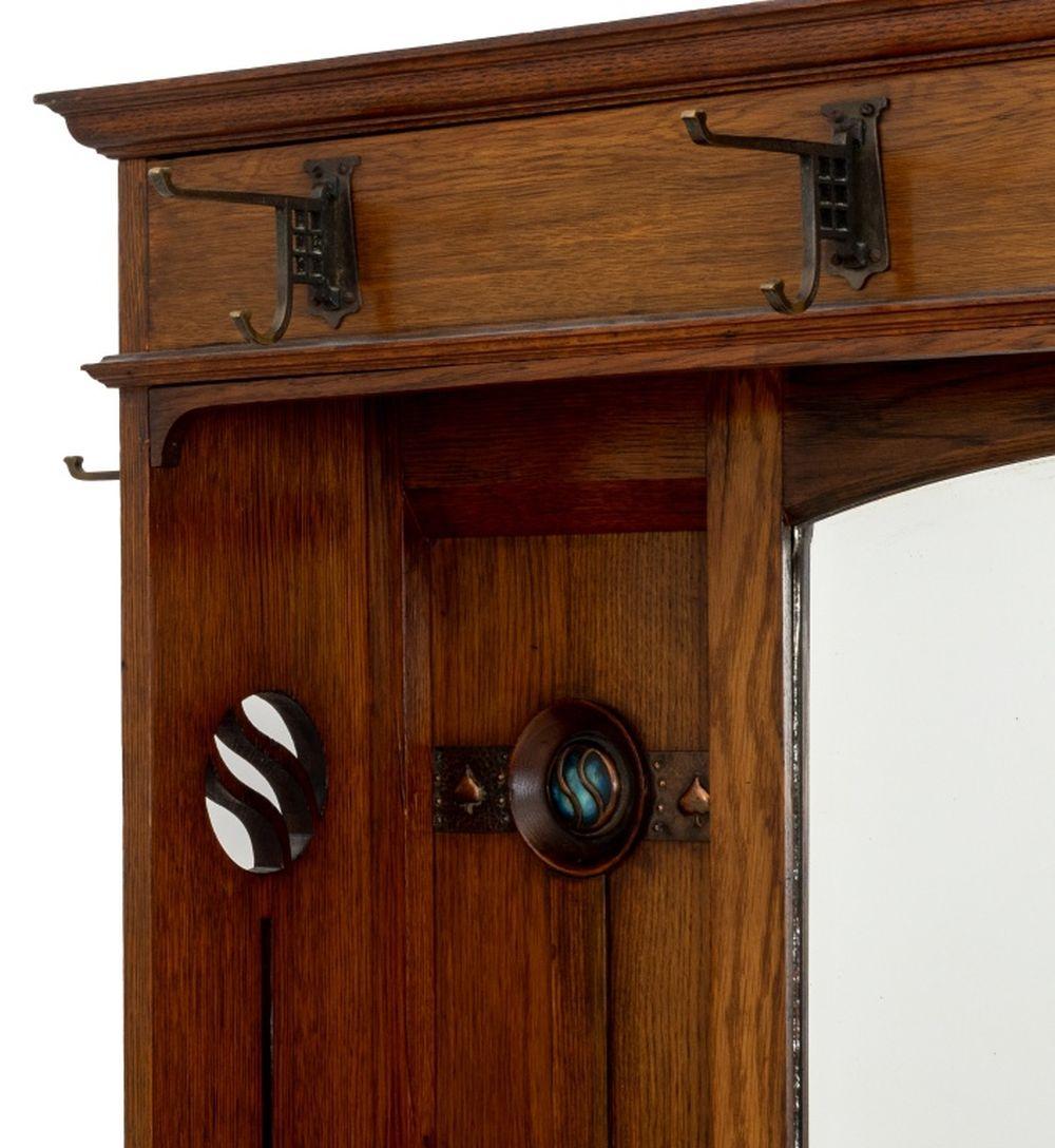 20th Century Arts and Crafts Mirrored Oak Hall Stand