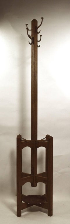 Arts and Crafts Mission Coat Tree with Umbrella Holder