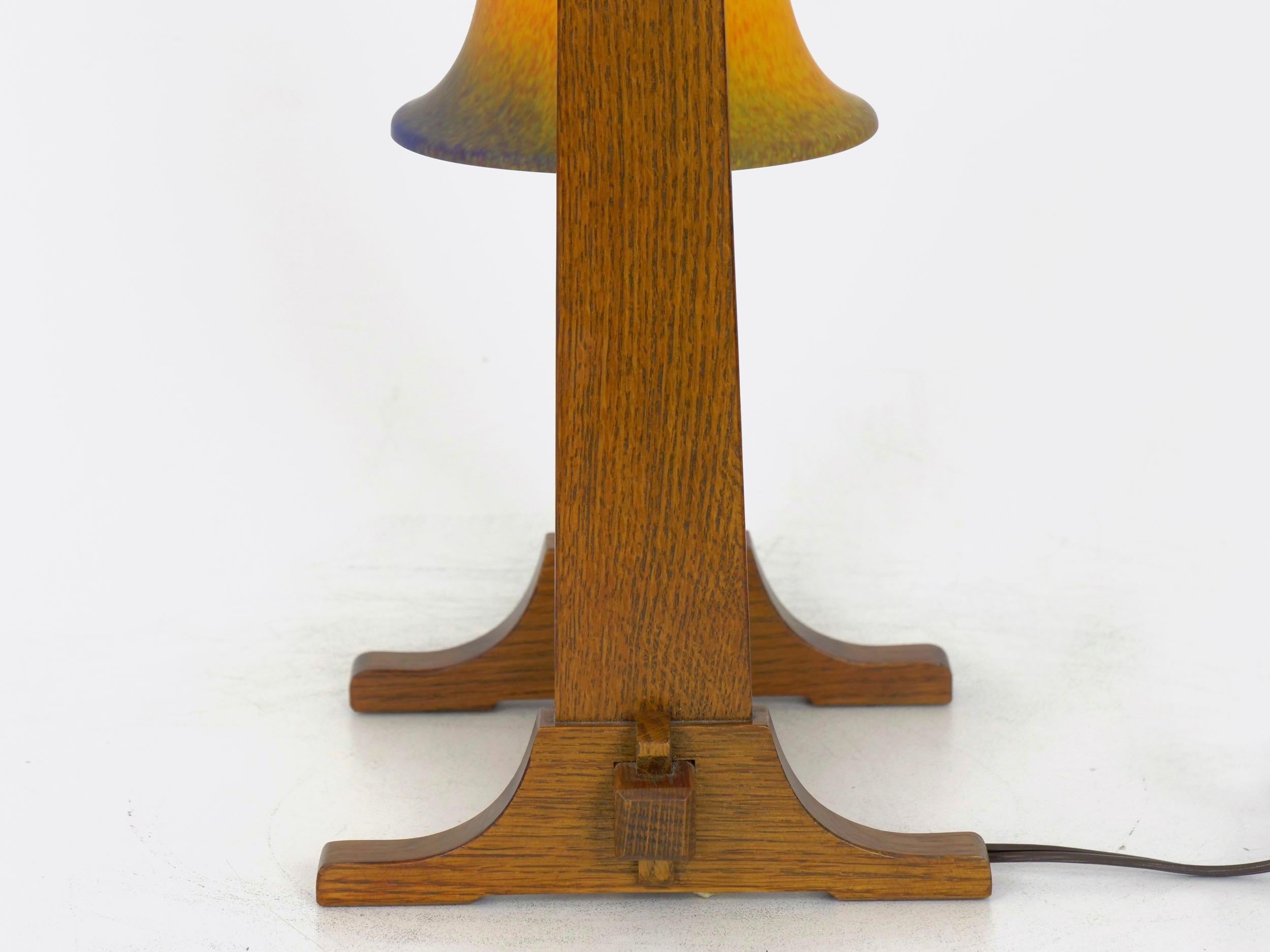 Arts & Crafts Mission “Joiner’s Compass Desk Lamp”, Stickley, Signed, circa 2014 9