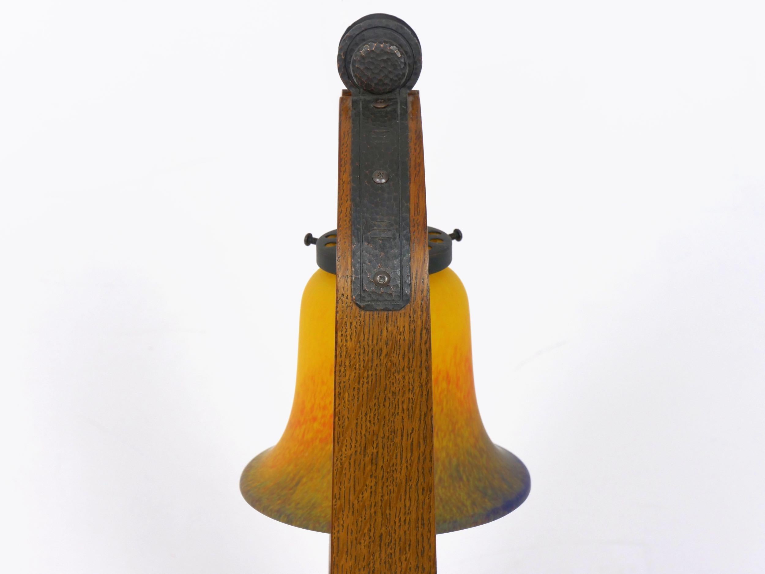 Copper Arts & Crafts Mission “Joiner’s Compass Desk Lamp”, Stickley, Signed, circa 2014