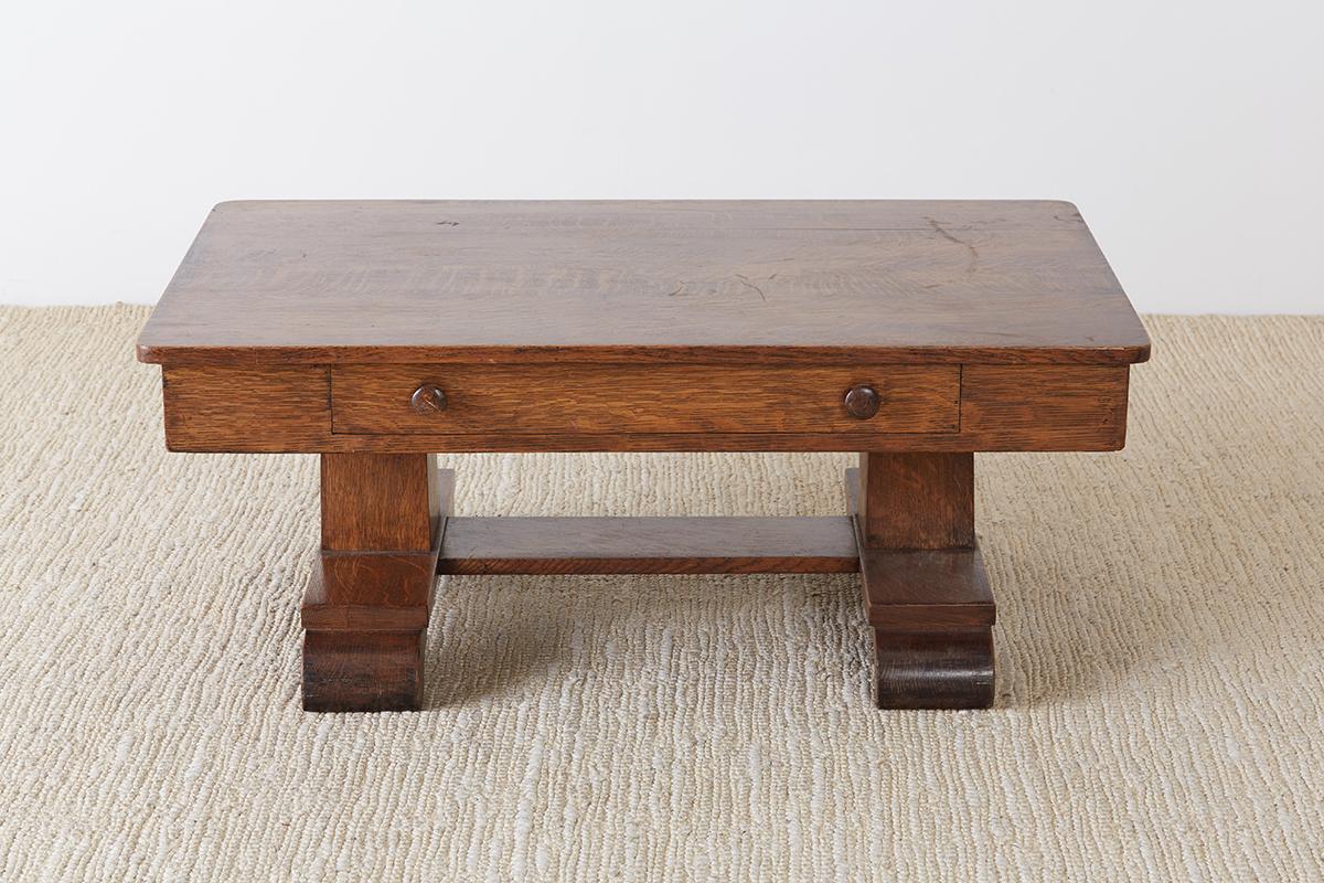 Hand-Crafted Arts and Crafts Mission Oak Coffee Cocktail Table