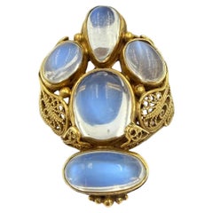 Arts And Crafts Moonstone 14k Yellow Gold Ring Circa 1915