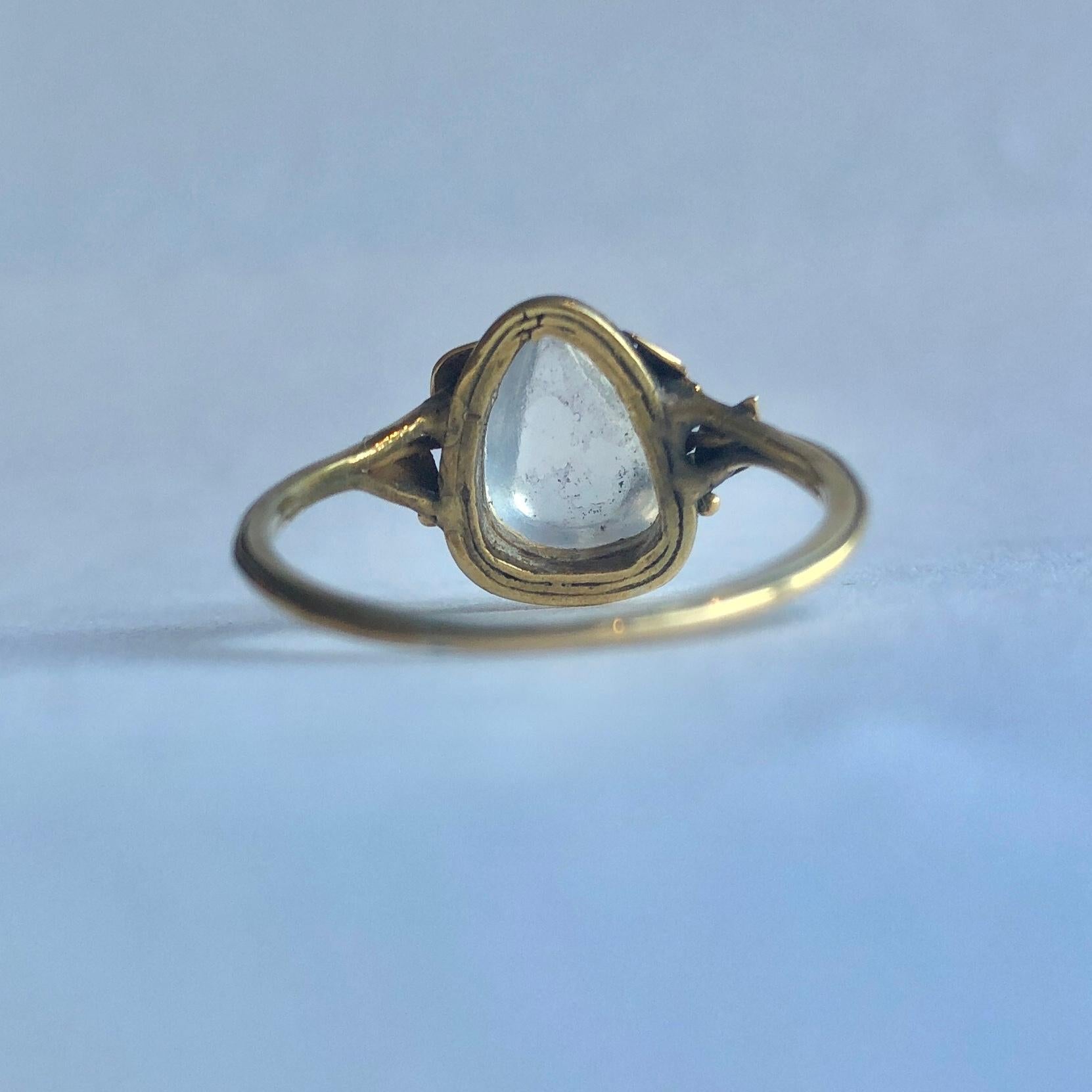 Art Deco Arts & Crafts Moonstone and 9 Carat Gold Ring
