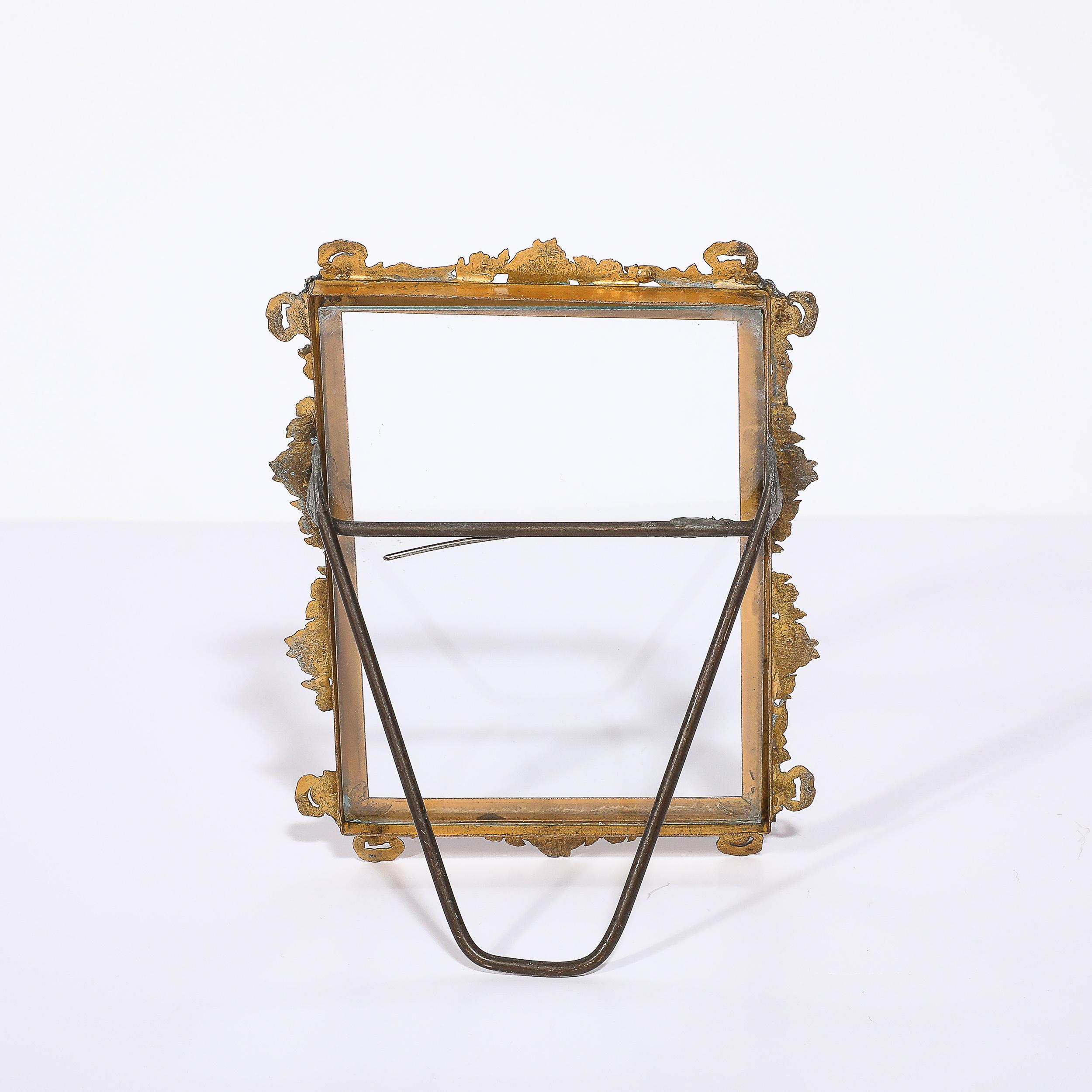 Arts and Crafts Movement Brass Picture Frame with Ornate Naturalist Motif In Excellent Condition For Sale In New York, NY