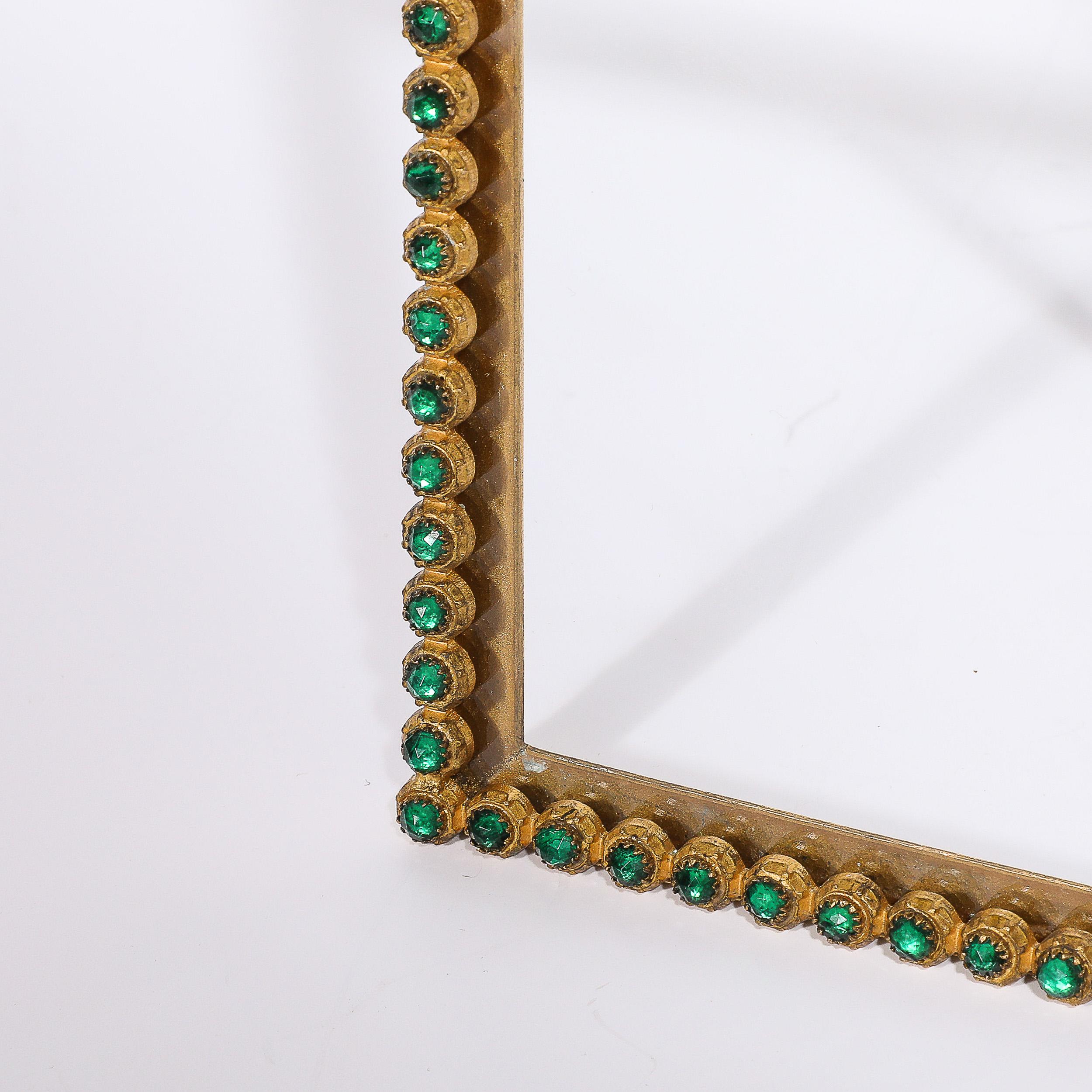 Arts and Crafts Movement Green Gemstone Encrusted Picture Frame In Excellent Condition For Sale In New York, NY