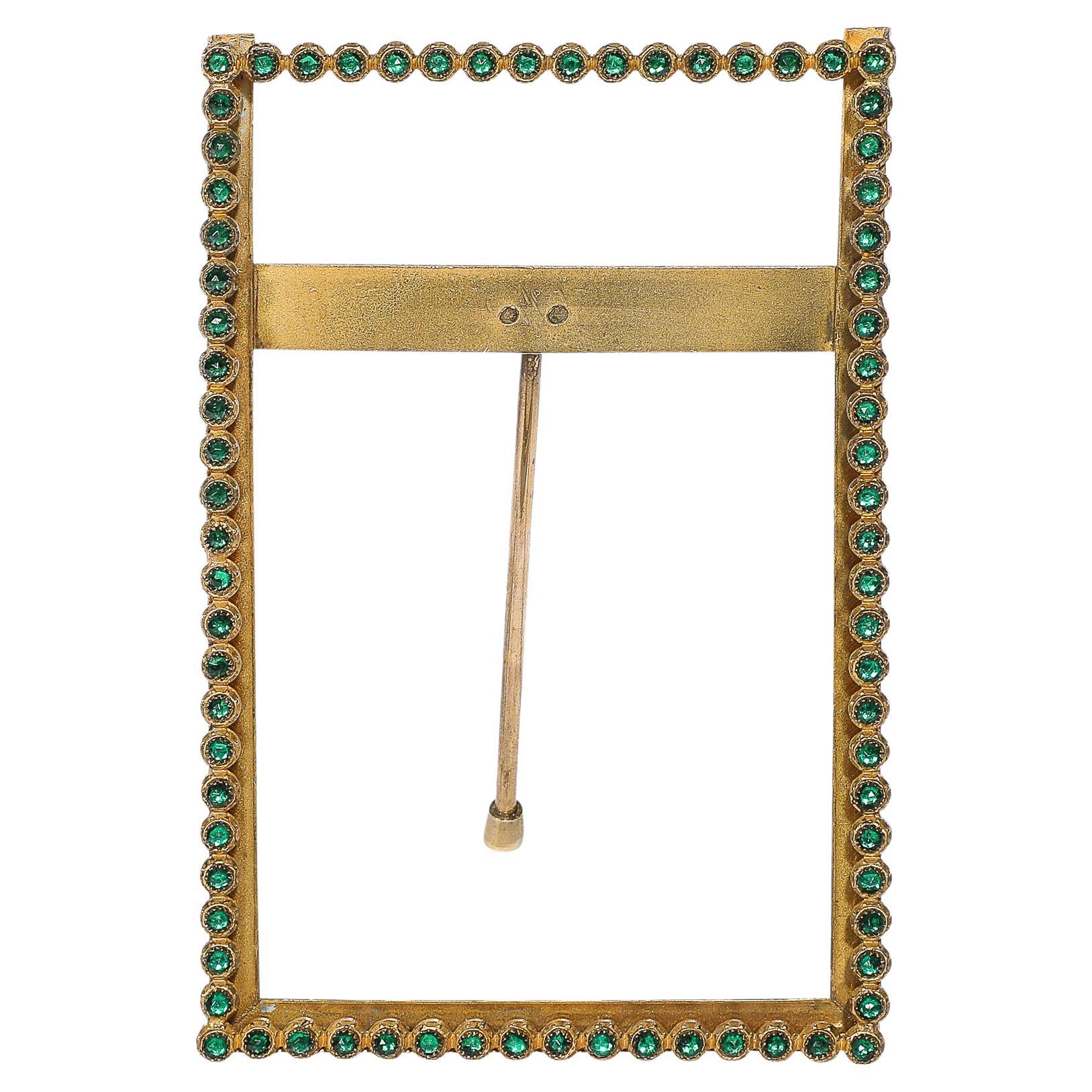 Arts and Crafts Movement Green Gemstone Encrusted Picture Frame For Sale