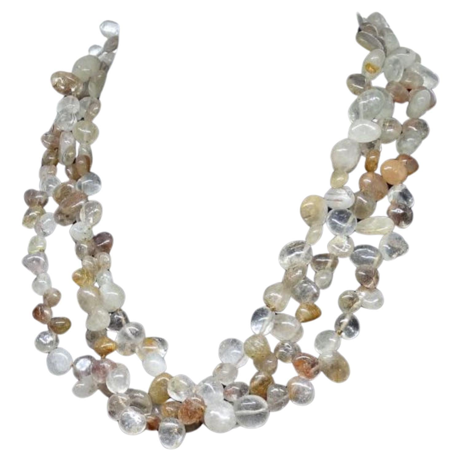 Collana di artigianato artistico Vintage quarzo naturale argento vintage Italia