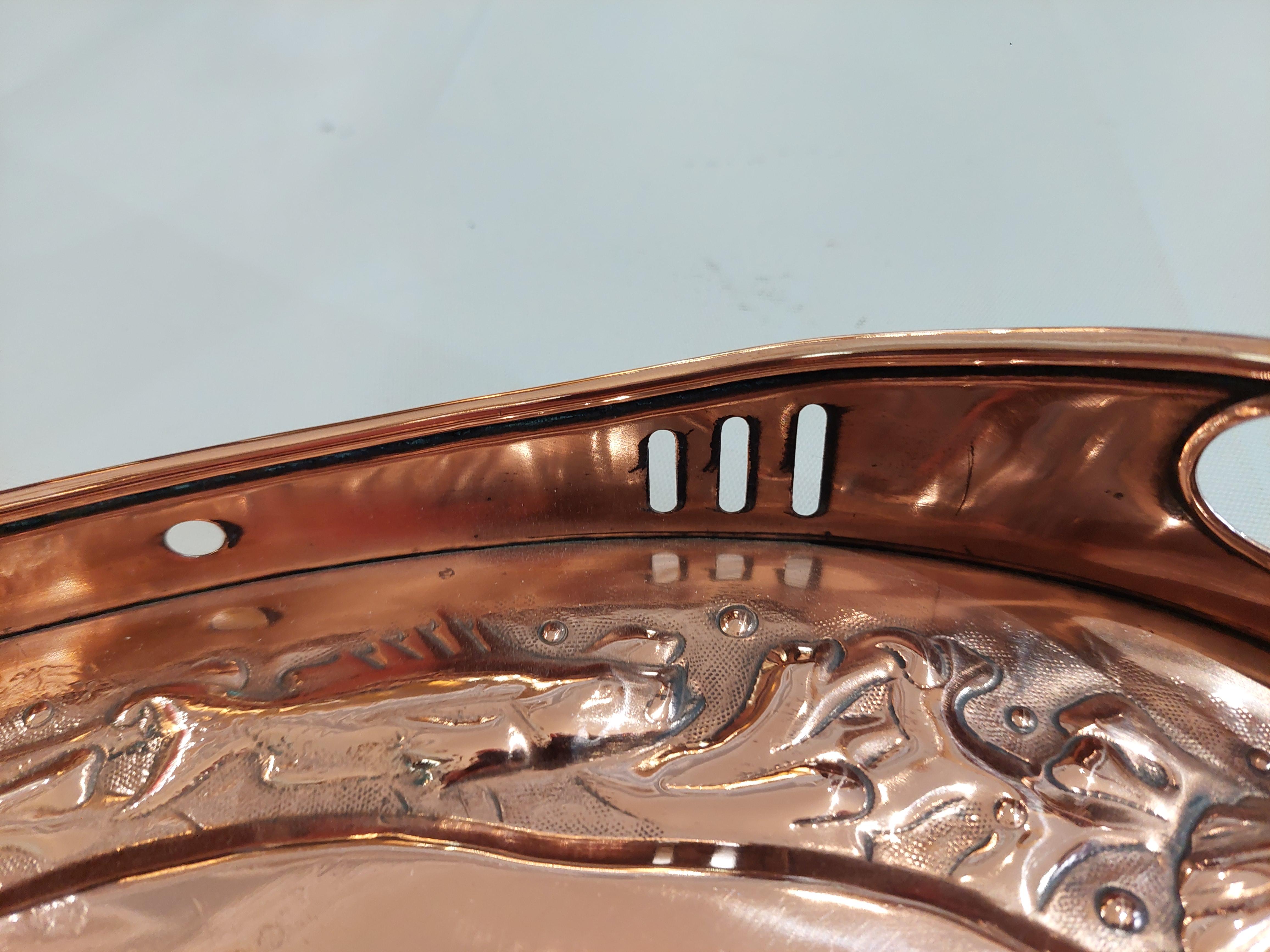Arts and Crafts Newlyn Copper Oval Embossed Tray 2