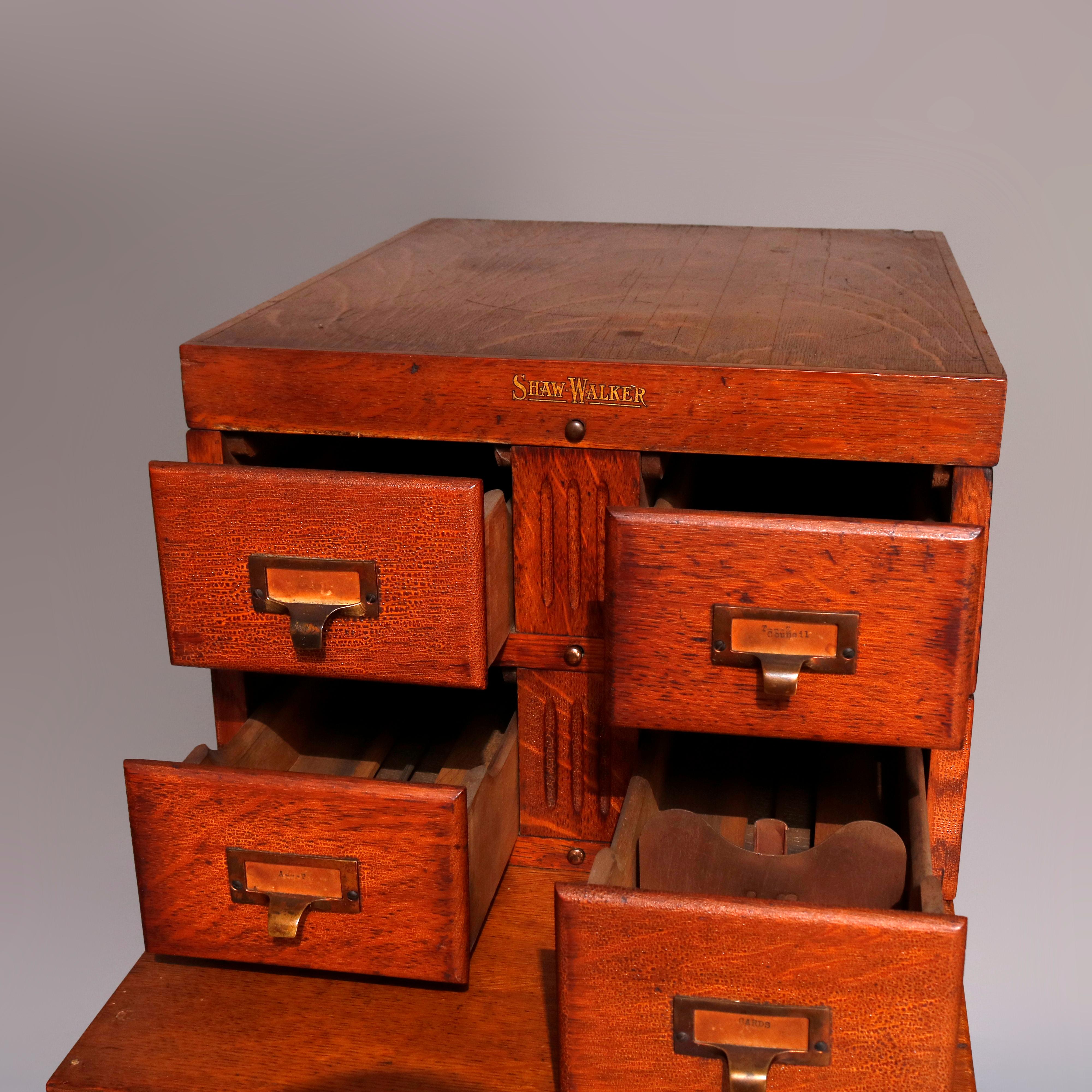 Arts and Crafts Arts & Crafts Oak 4-Section Stack Filing Cabinet by Shaw Walker, circa 1910