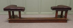 Arts and Crafts Oak and Leather Club Fender, Inglenook Fireside Seat
