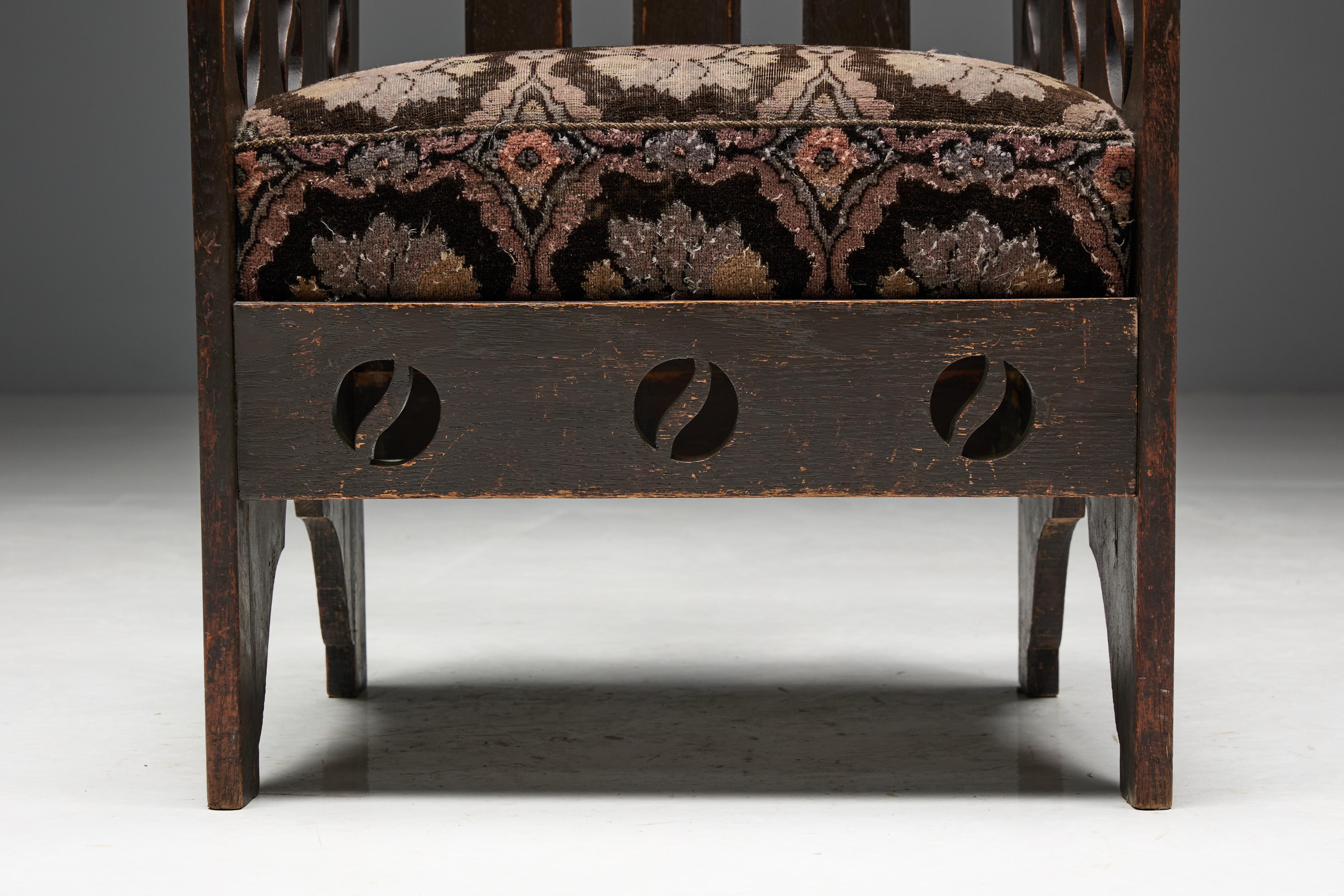 Early 20th Century Arts and Crafts Oak Armchair, UK, 1900s For Sale