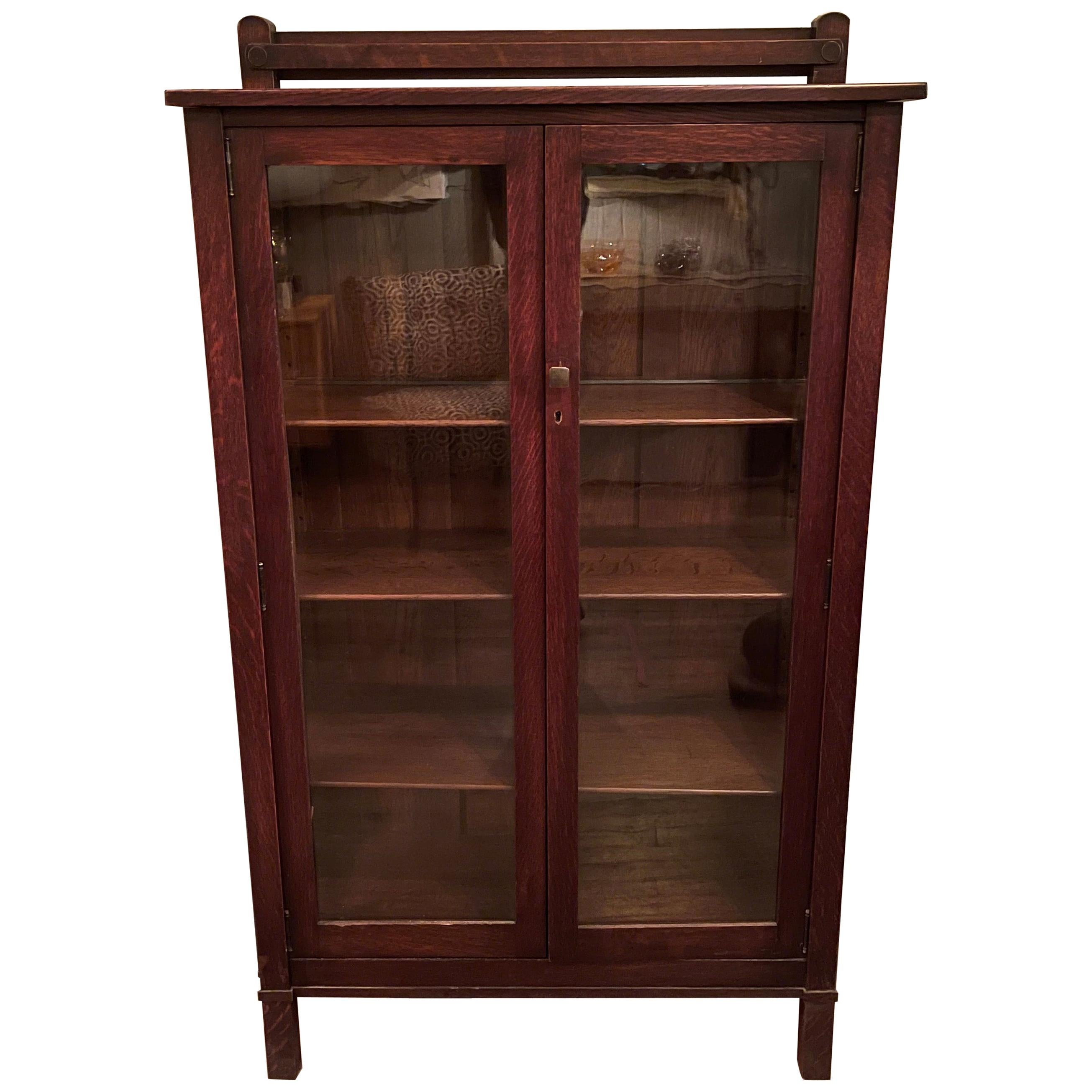 Arts & Crafts Oak Bookcase Display Cabinet