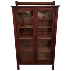 Antique Arts & Crafts Oak Bookcase Display Cabinet