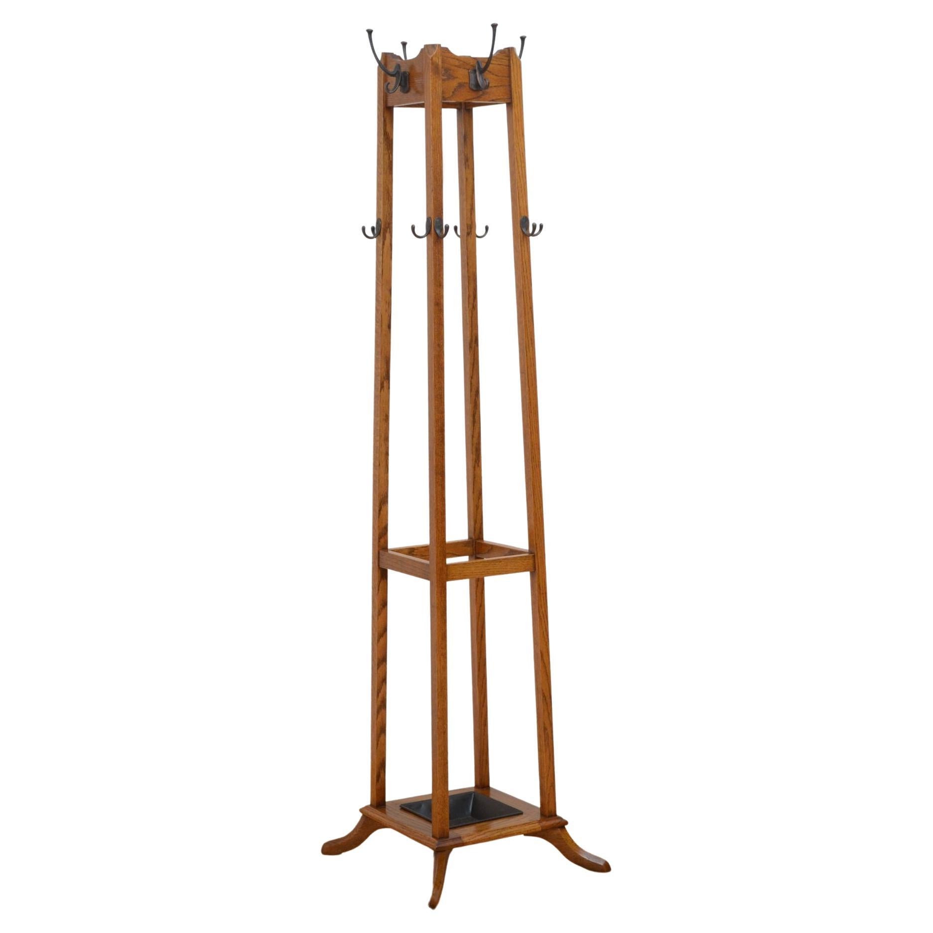 Arts and Crafts Oak Coat Stand at 1stDibs