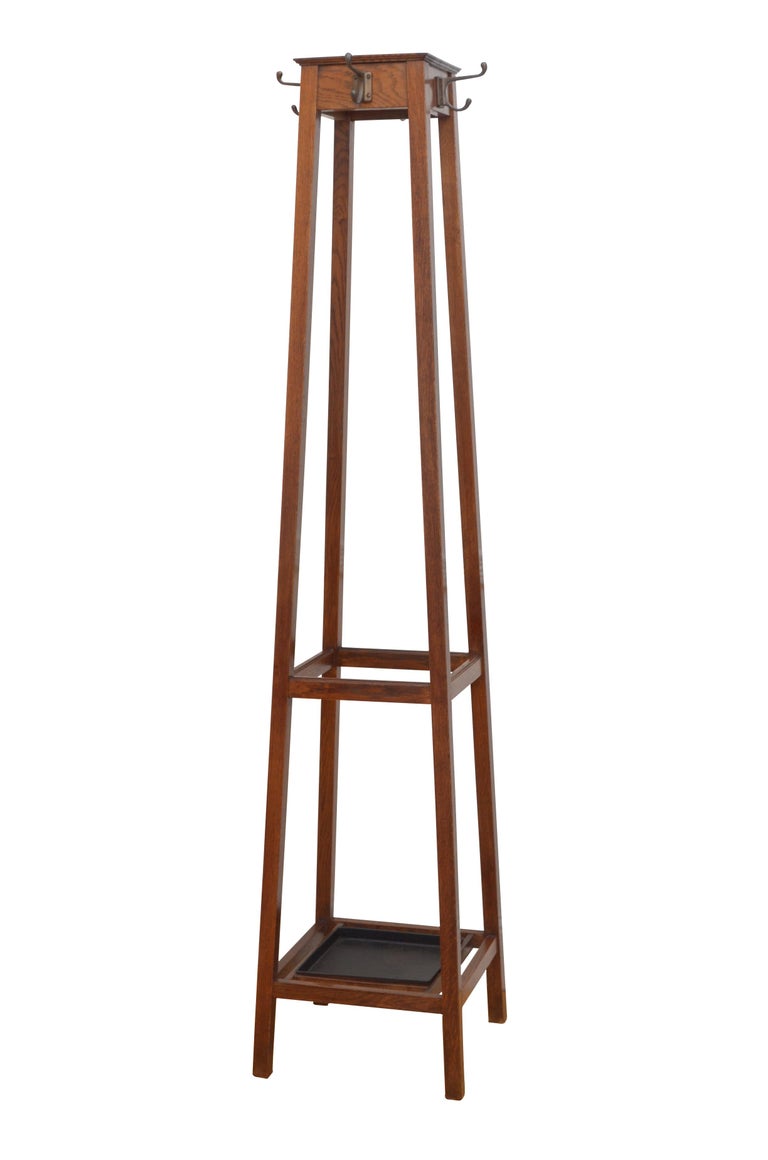 Arts and Crafts Oak Coat Stand Hall Stand For Sale at 1stDibs