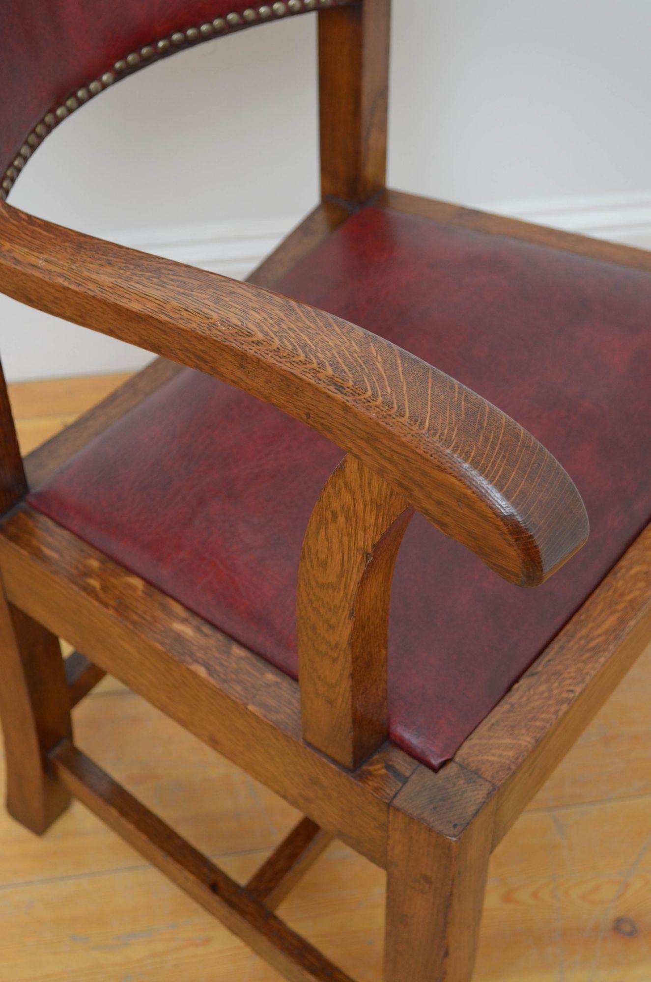 Chêne Chaise de bureau en chêne Arts and Crafts / Chaise de bureau en vente