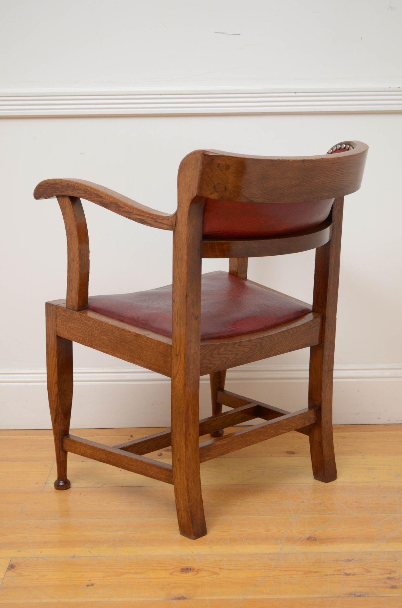 Arts and Crafts Oak Desk Chair / Office Chair For Sale 3