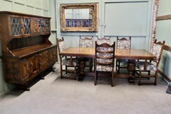 Arts and Crafts Oak Dining Room Suite, Table, Chairs and Dresser by Webber