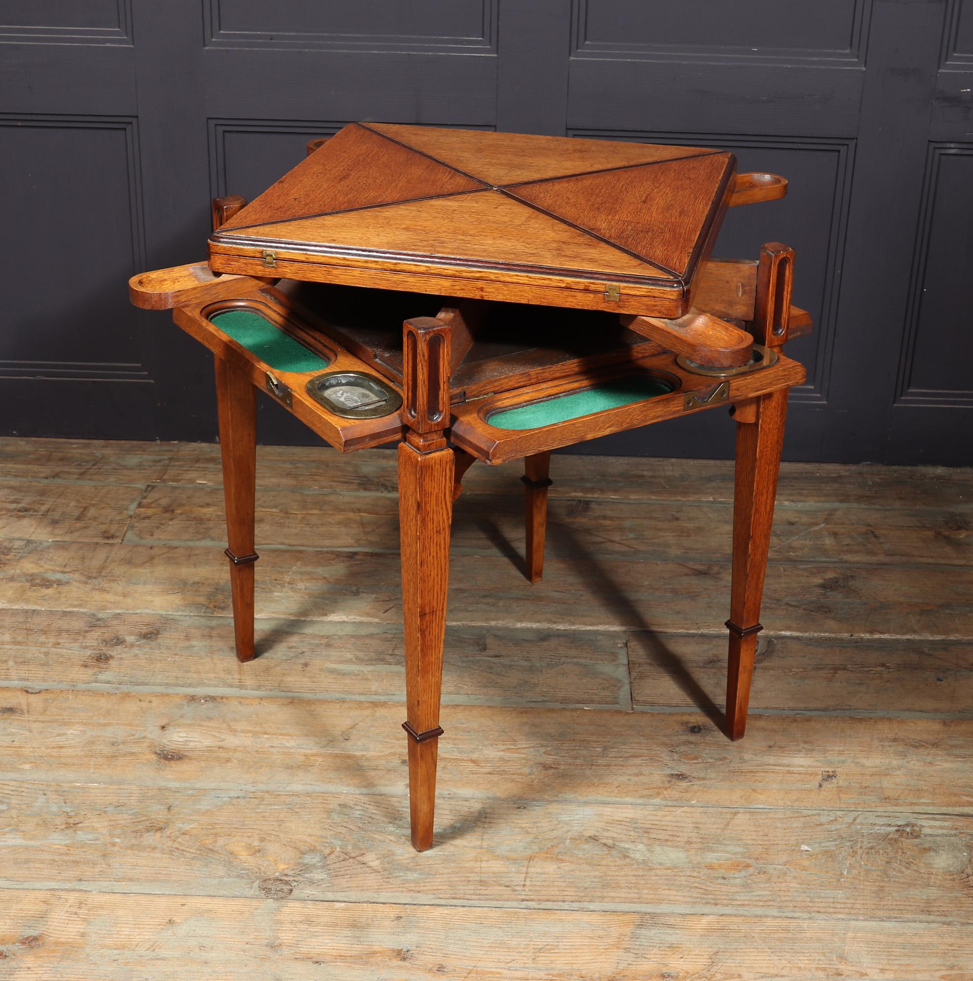 Arts And Crafts Oak Envelope Card Table For Sale 7