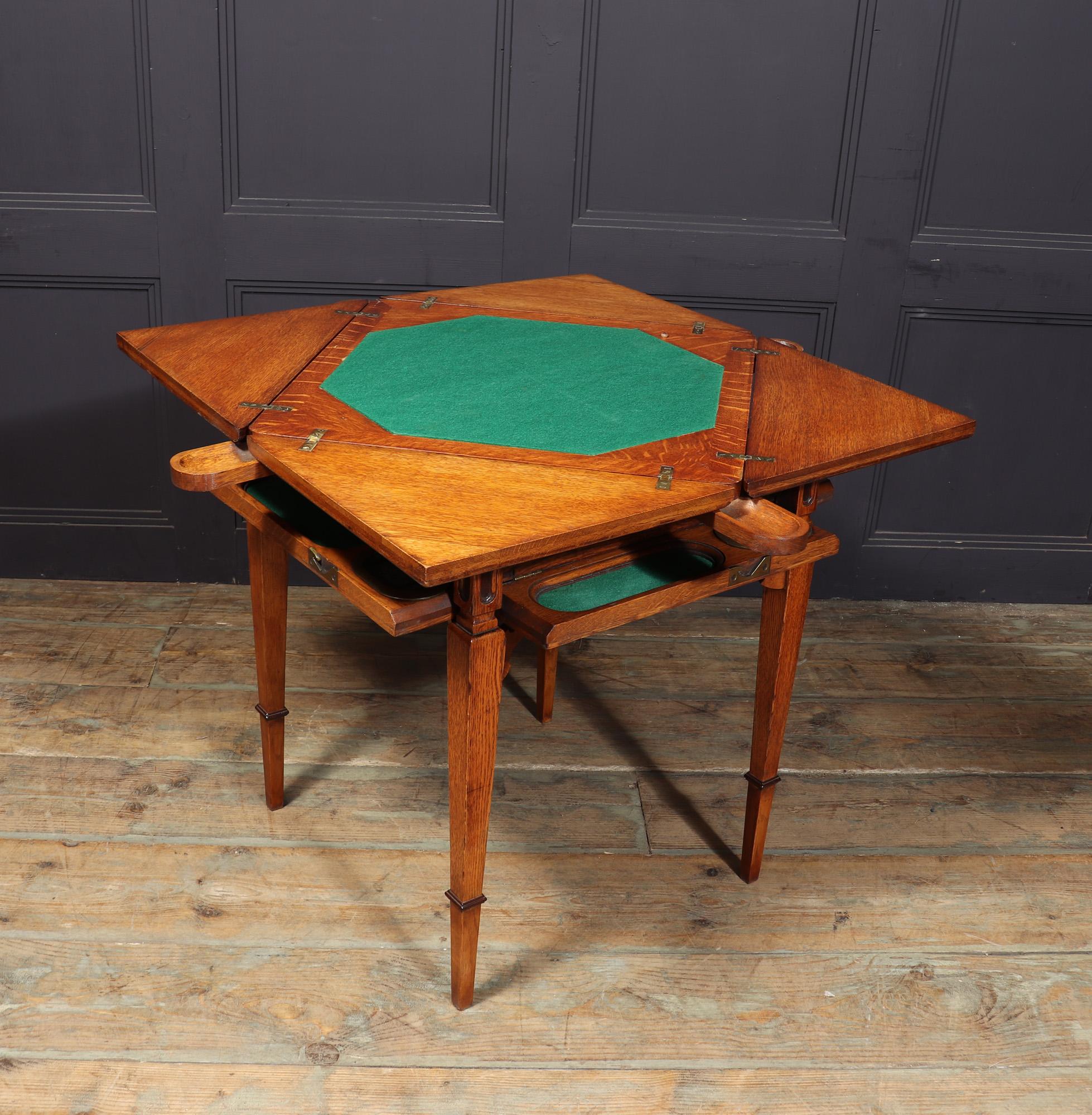 Arts And Crafts Oak Envelope Card Table For Sale 8