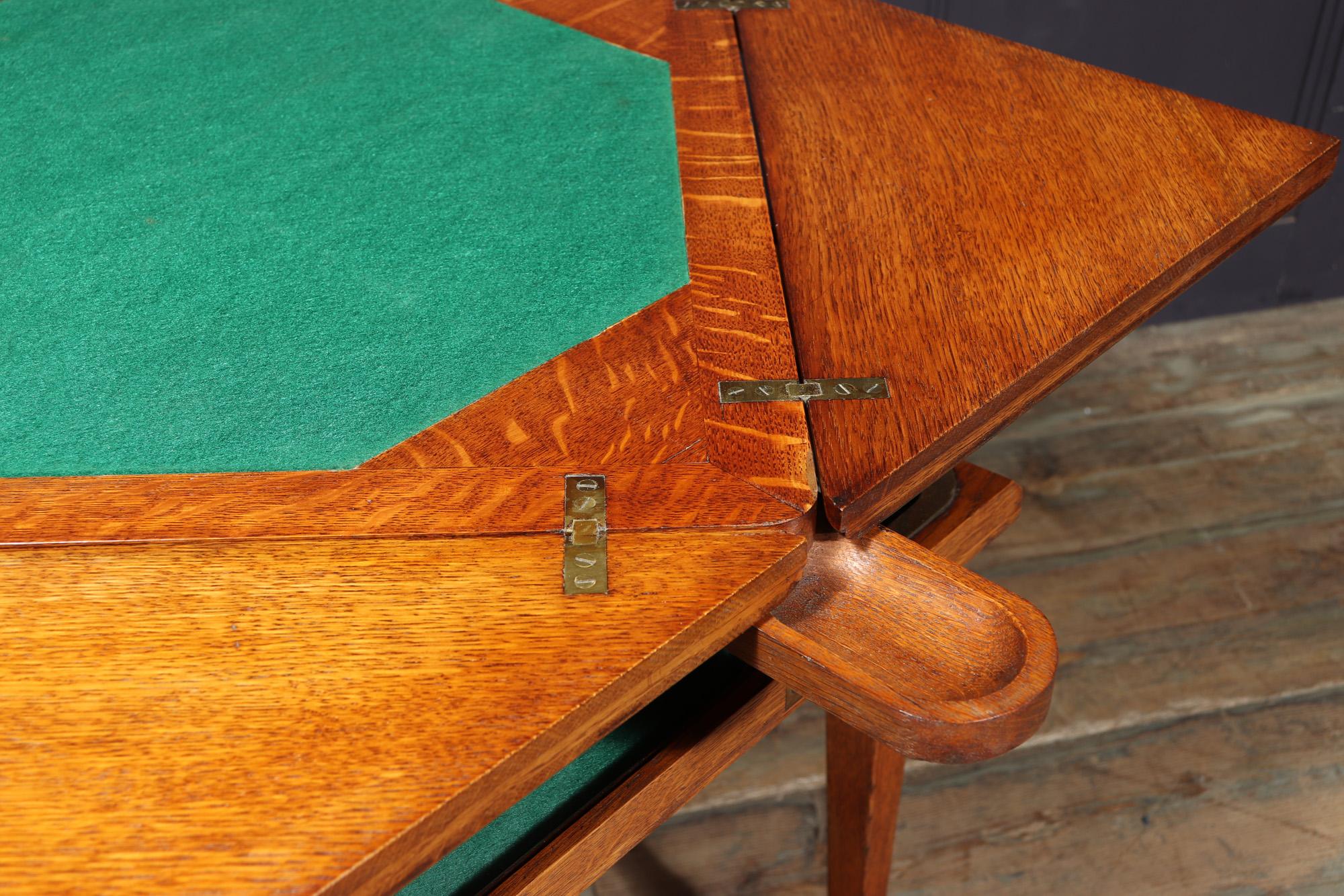 Arts And Crafts Oak Envelope Card Table For Sale 9