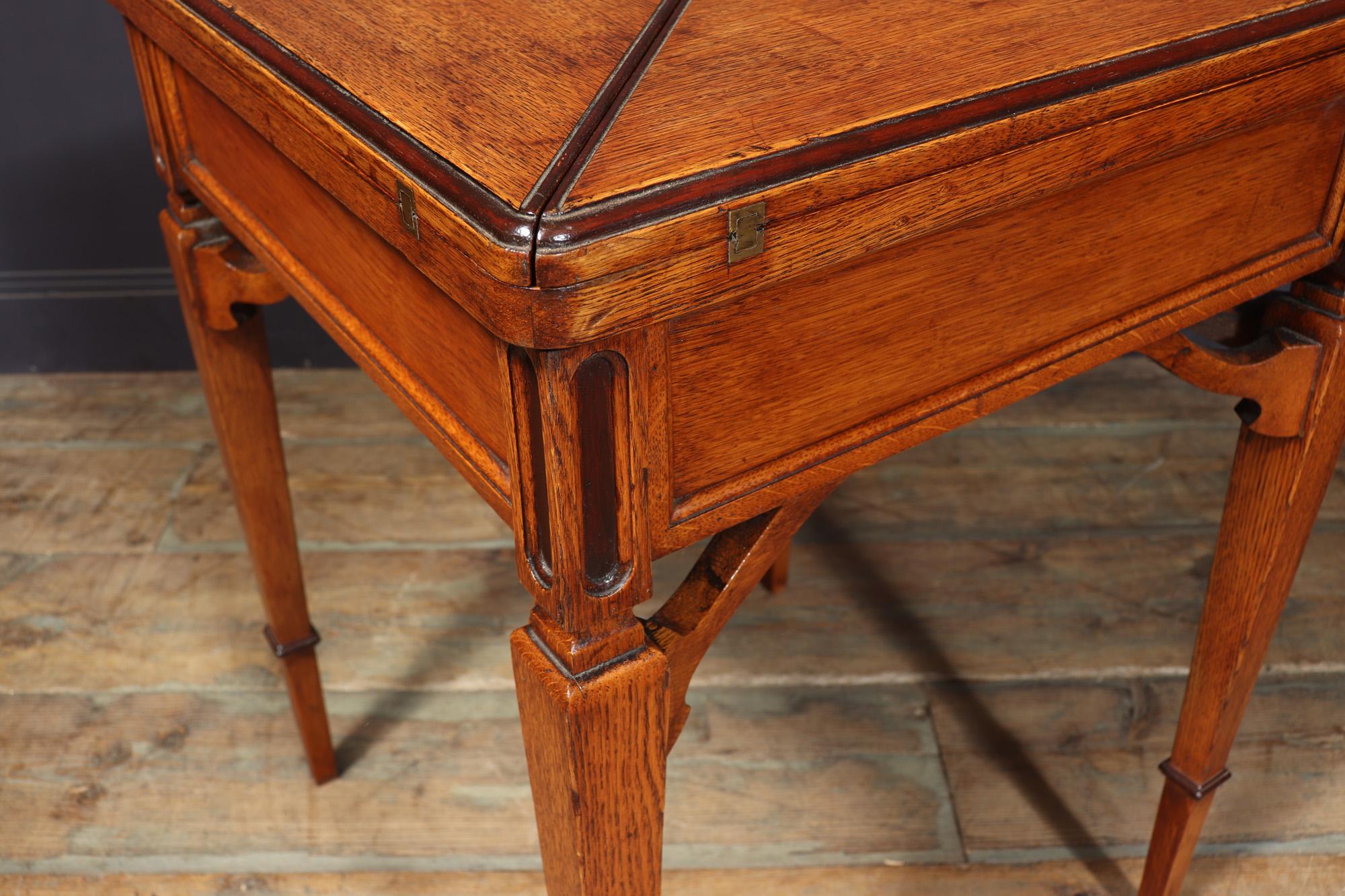 Arts And Crafts Oak Envelope Card Table For Sale 2