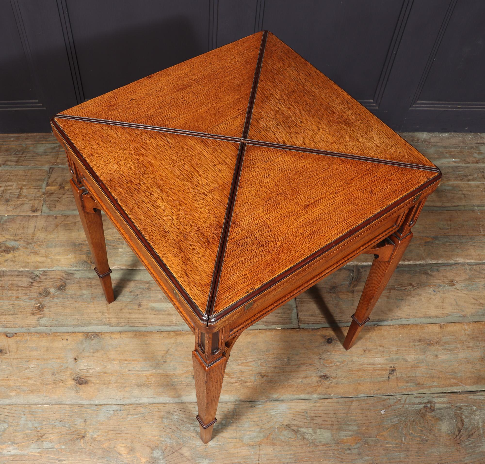 Arts And Crafts Oak Envelope Card Table For Sale 3