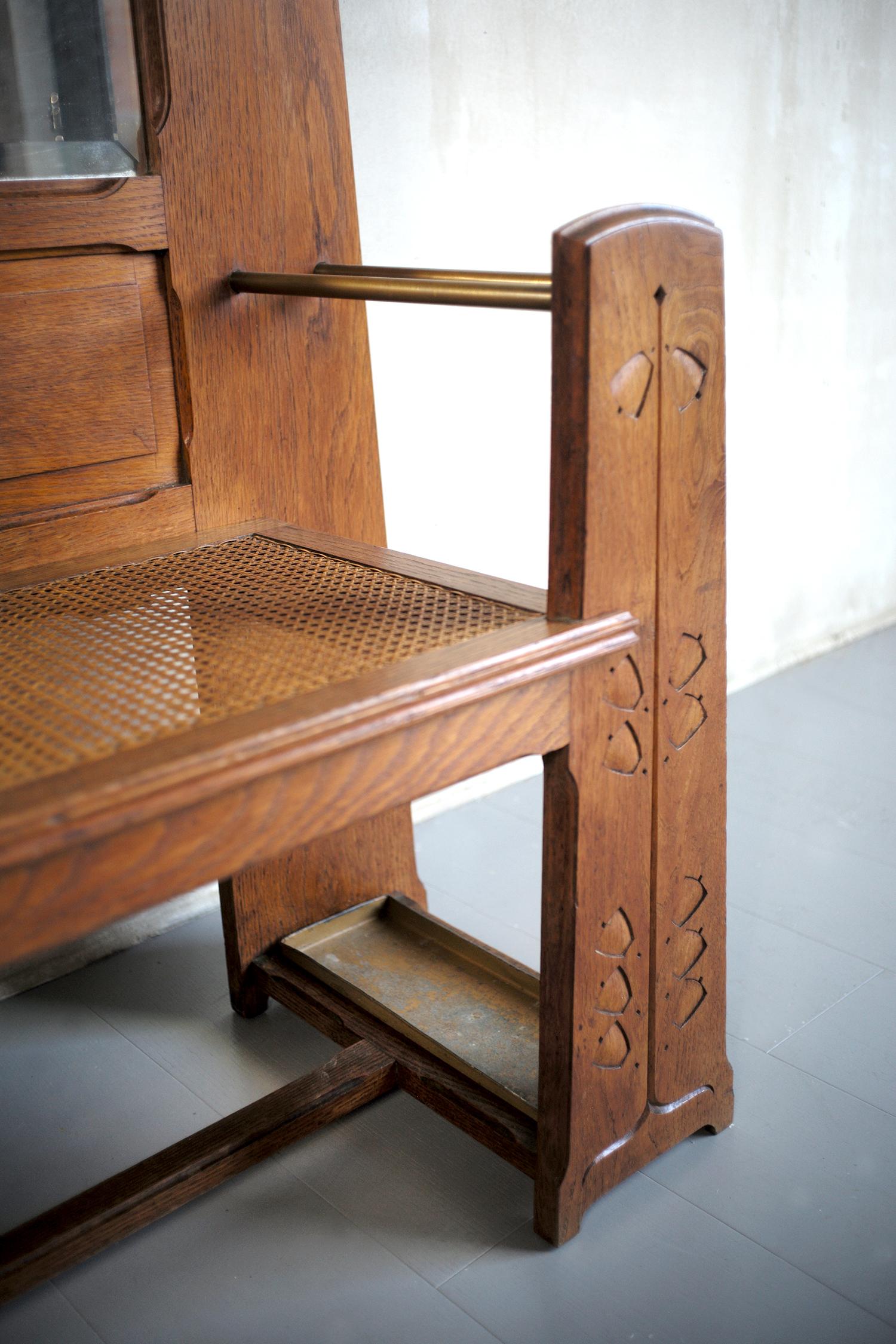 Early 20th Century Arts and Crafts Oak Hall Stand, 1900 For Sale
