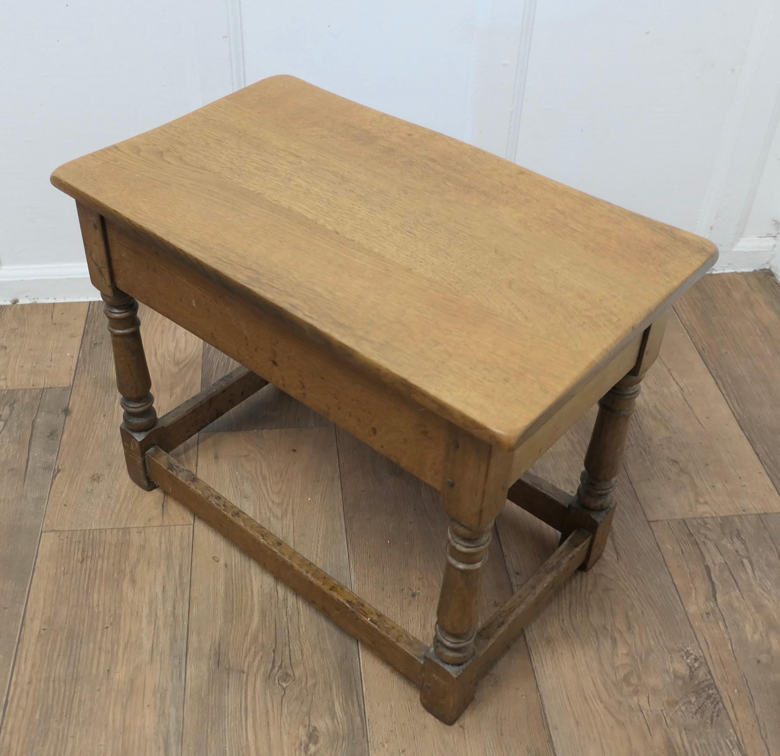 Arts and Crafts Oak Joint Stool, Occasional Table with Drawer    For Sale 3