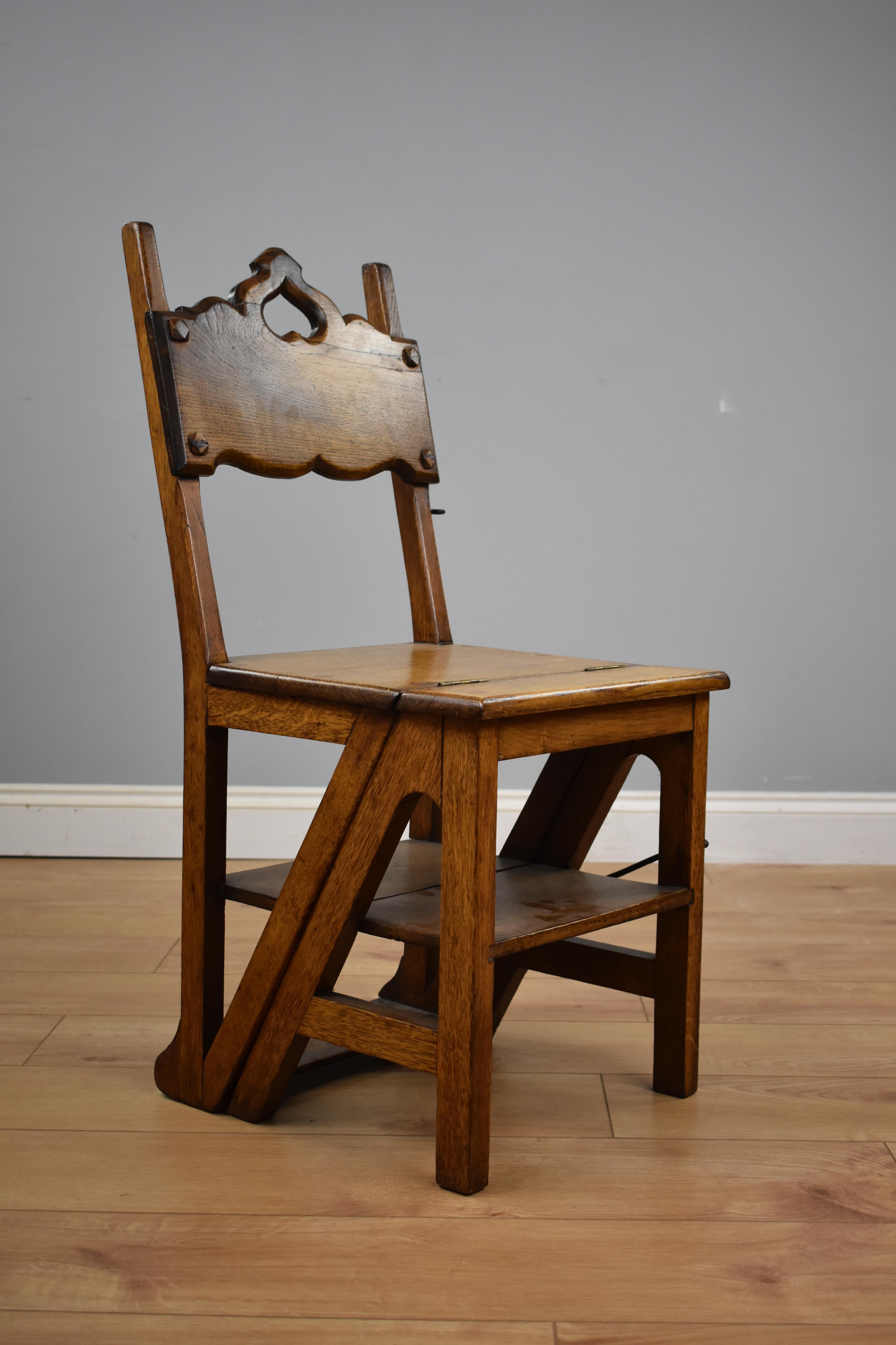 Arts & Crafts Oak Metamorphic Chair/steps 4