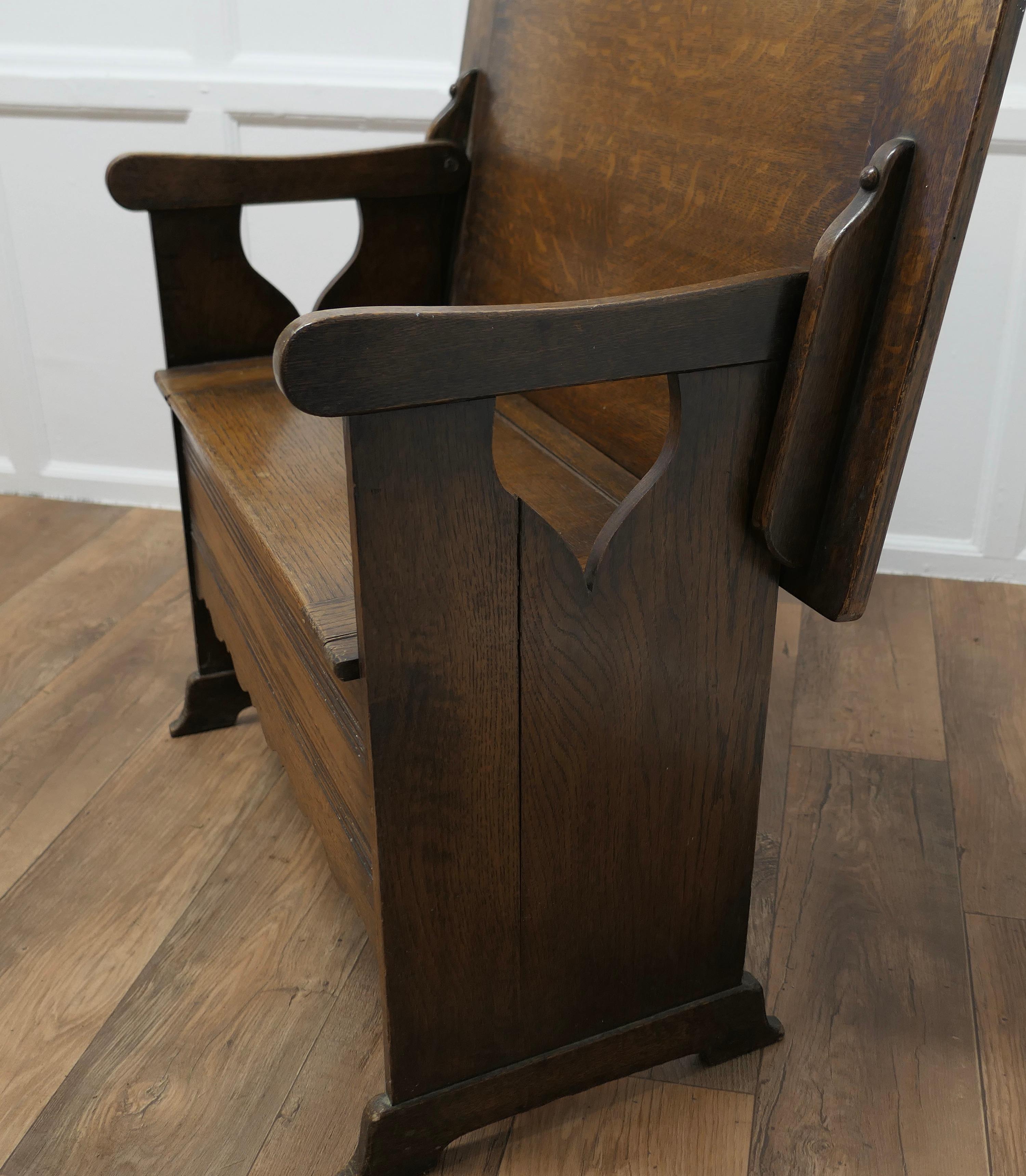 Arts and Crafts Oak Monks Bench Settle, Hall Table 1