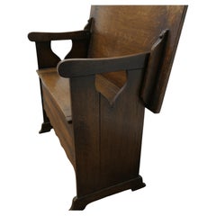 Arts and Crafts Oak Monks Bench Settle, Hall Table