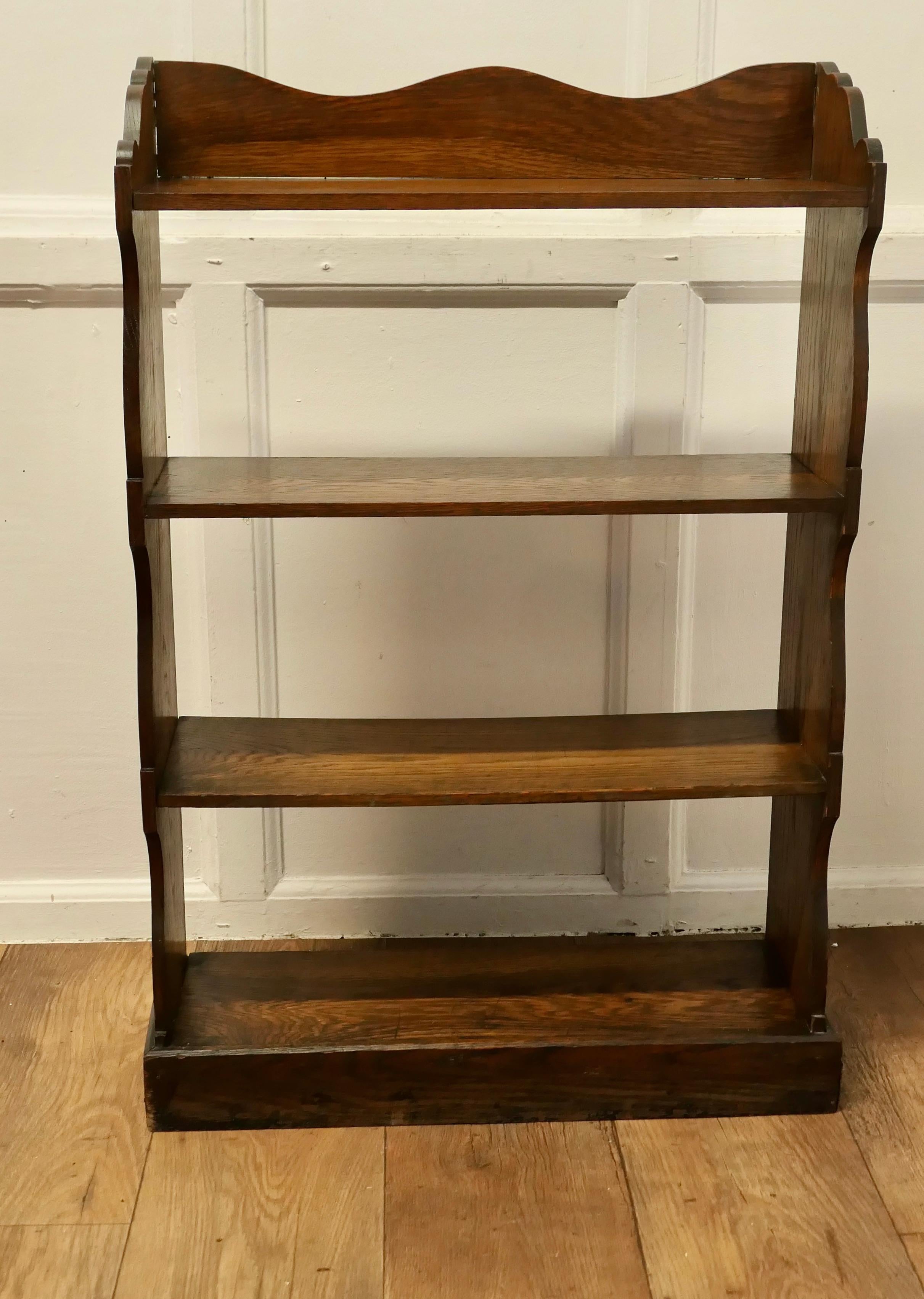 Arts and Crafts Oak Open Front Bookcase.  This Oak bookcase has 4 open shelves a In Good Condition For Sale In Chillerton, Isle of Wight