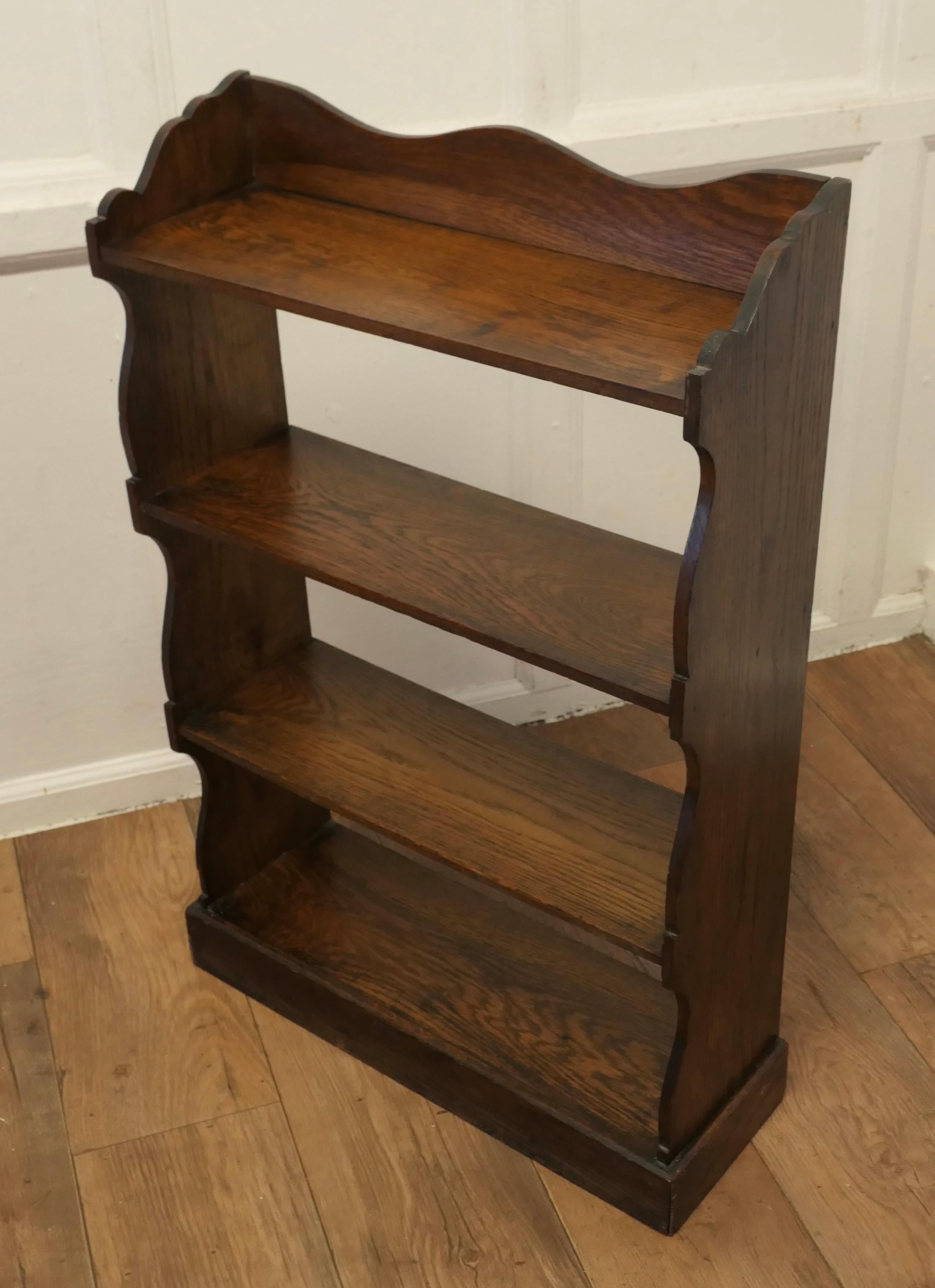 Arts and Crafts Oak Open Front Bookcase.  This Oak bookcase has 4 open shelves a For Sale 2