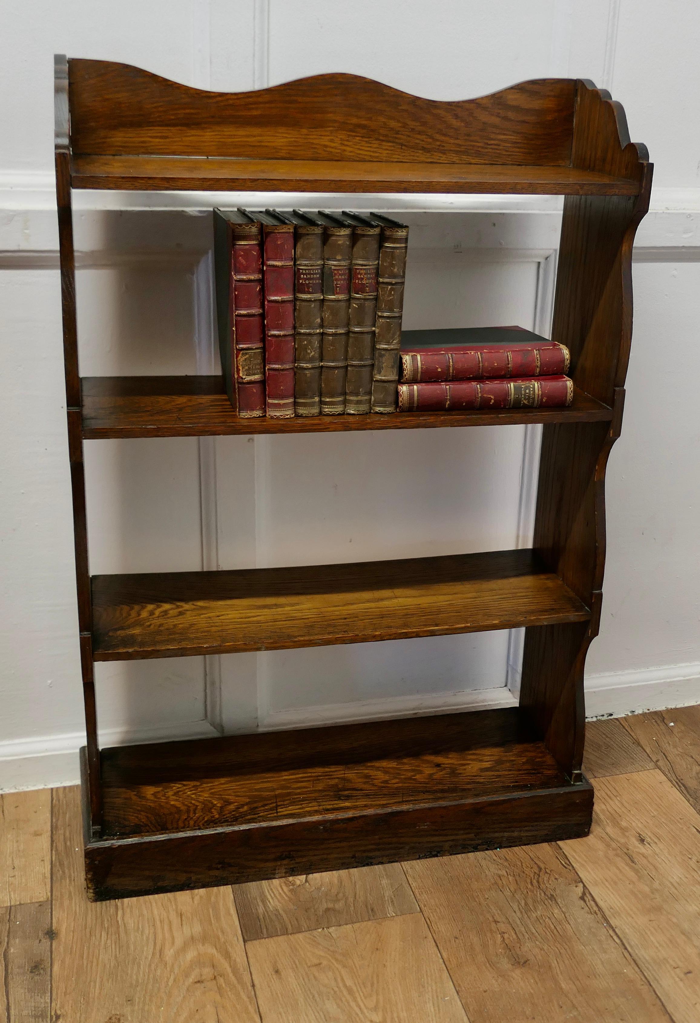 Arts and Crafts Oak Open Front Bookcase.  This Oak bookcase has 4 open shelves a For Sale 3