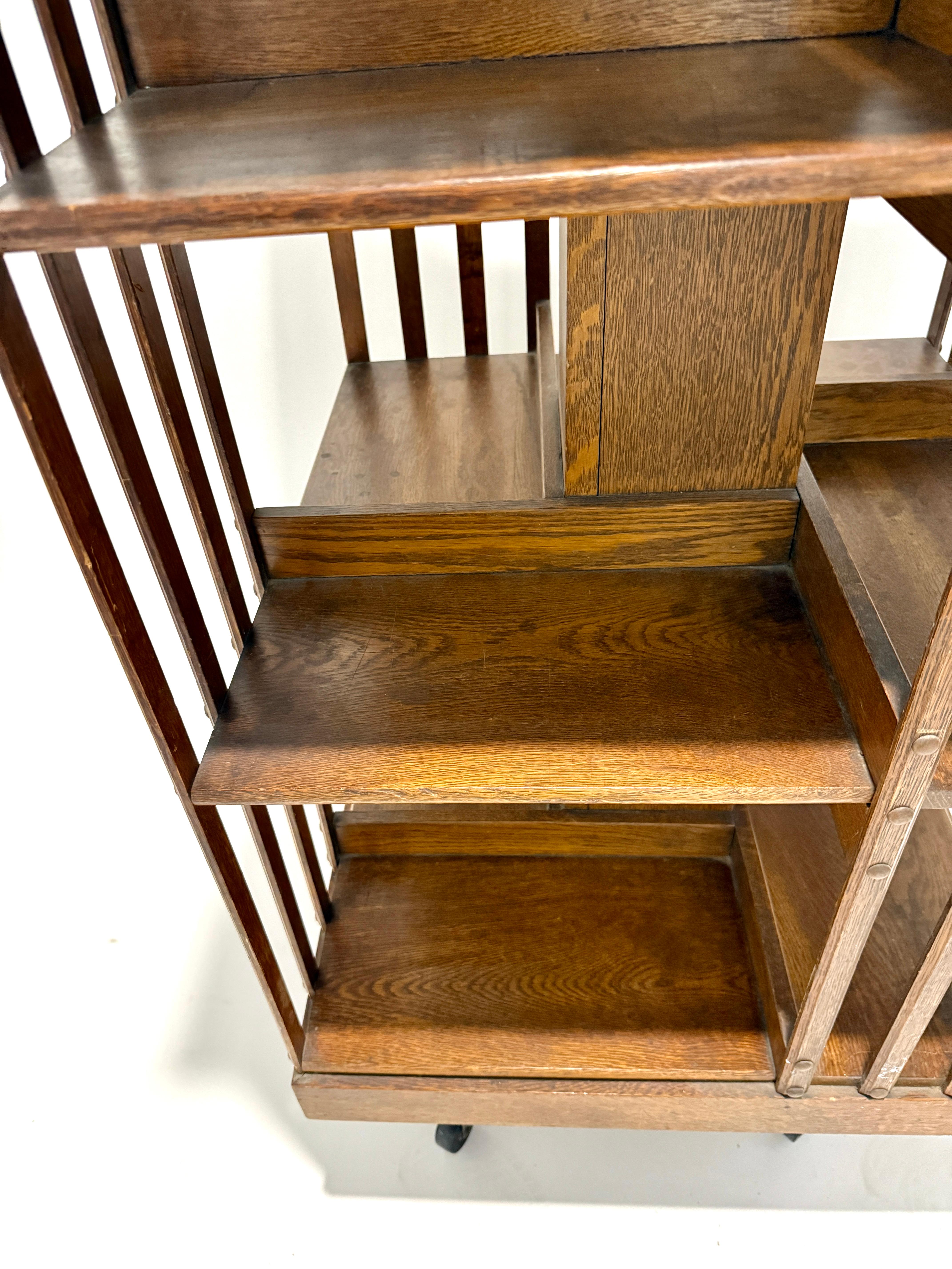 20th Century Arts and Crafts Oak Revolving Bookcase by Danner For Sale