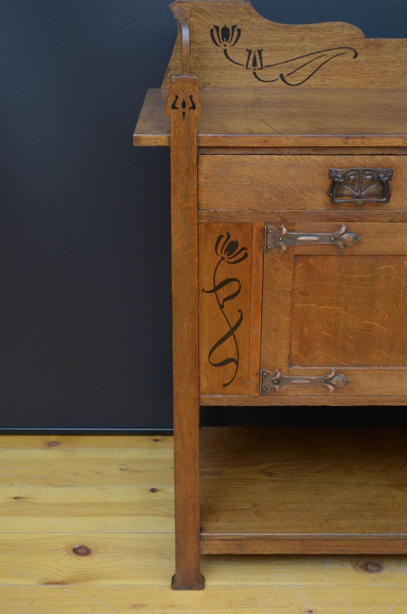 Arts and Crafts Oak Sideboard For Sale 7