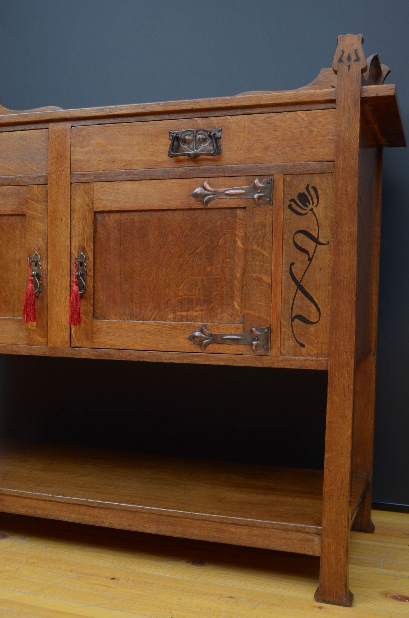 Arts and Crafts Oak Sideboard For Sale 9
