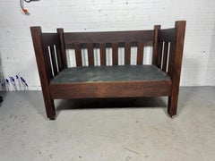 Arts and Crafts Oak Slatted Settle , Lifetime ..Stickley Style..c. 1910