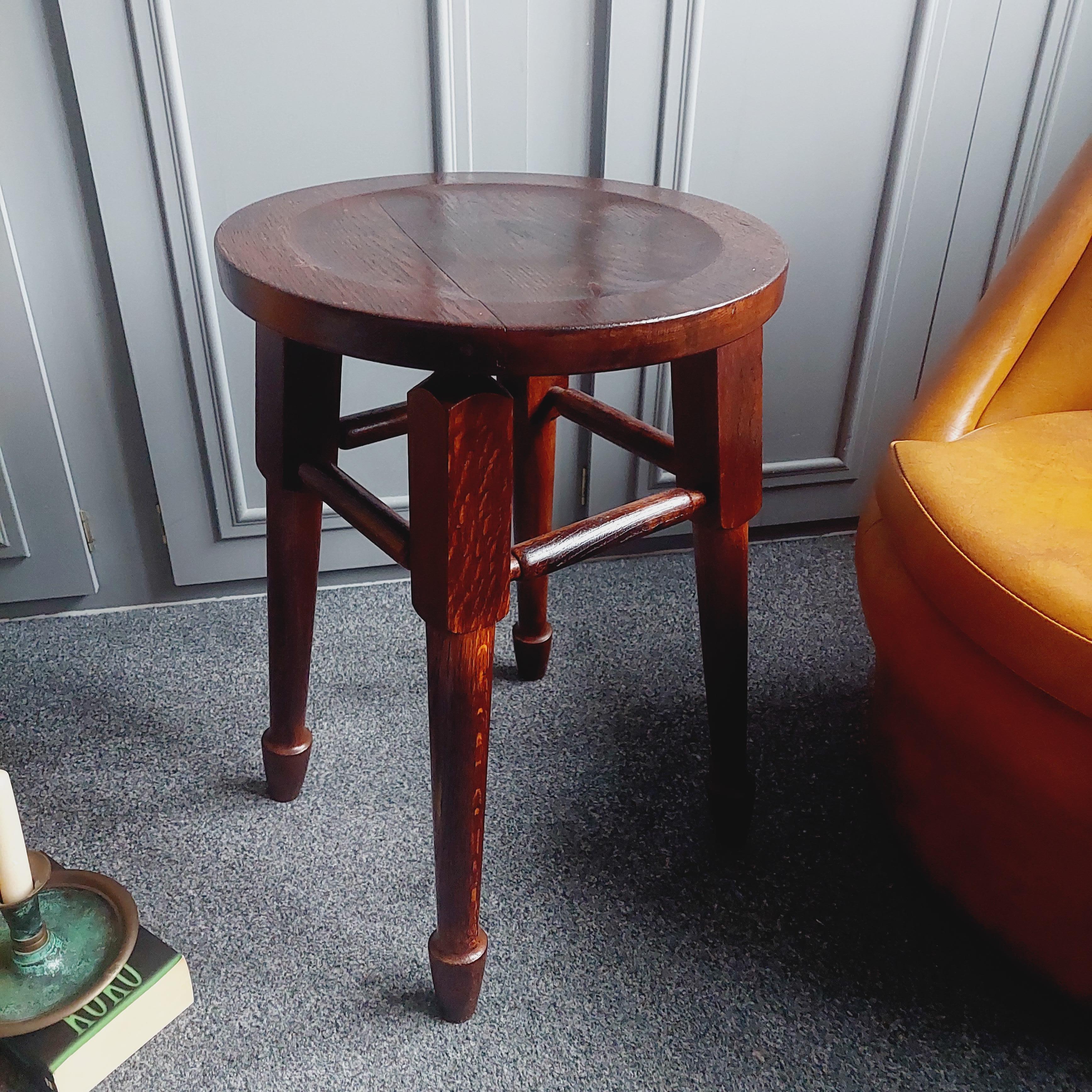 Arts and Crafts Oak Stool Side table by Gaskell & Chambers, 30s For Sale 5