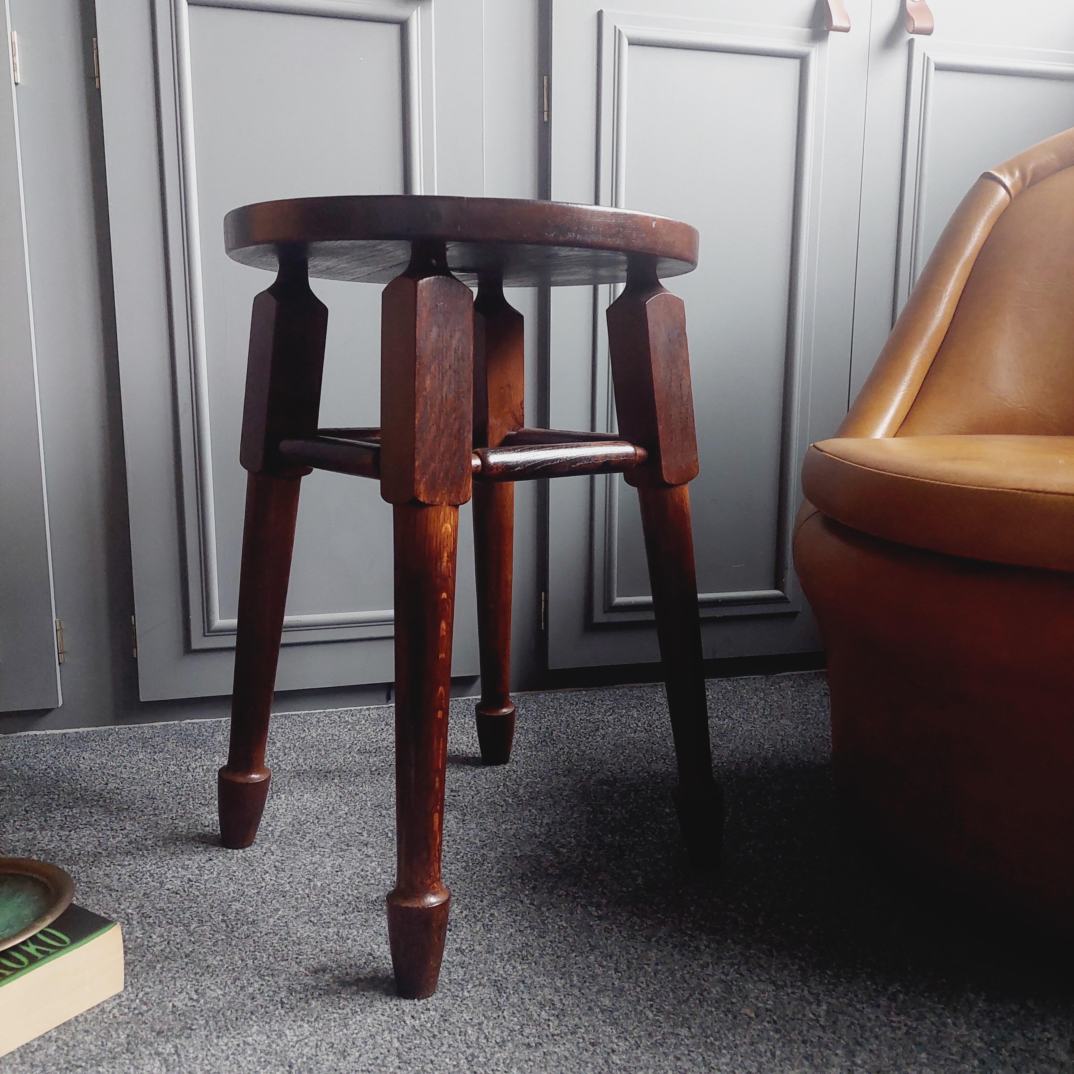 Arts and Crafts Oak Stool Side table by Gaskell & Chambers, 30s For Sale 6