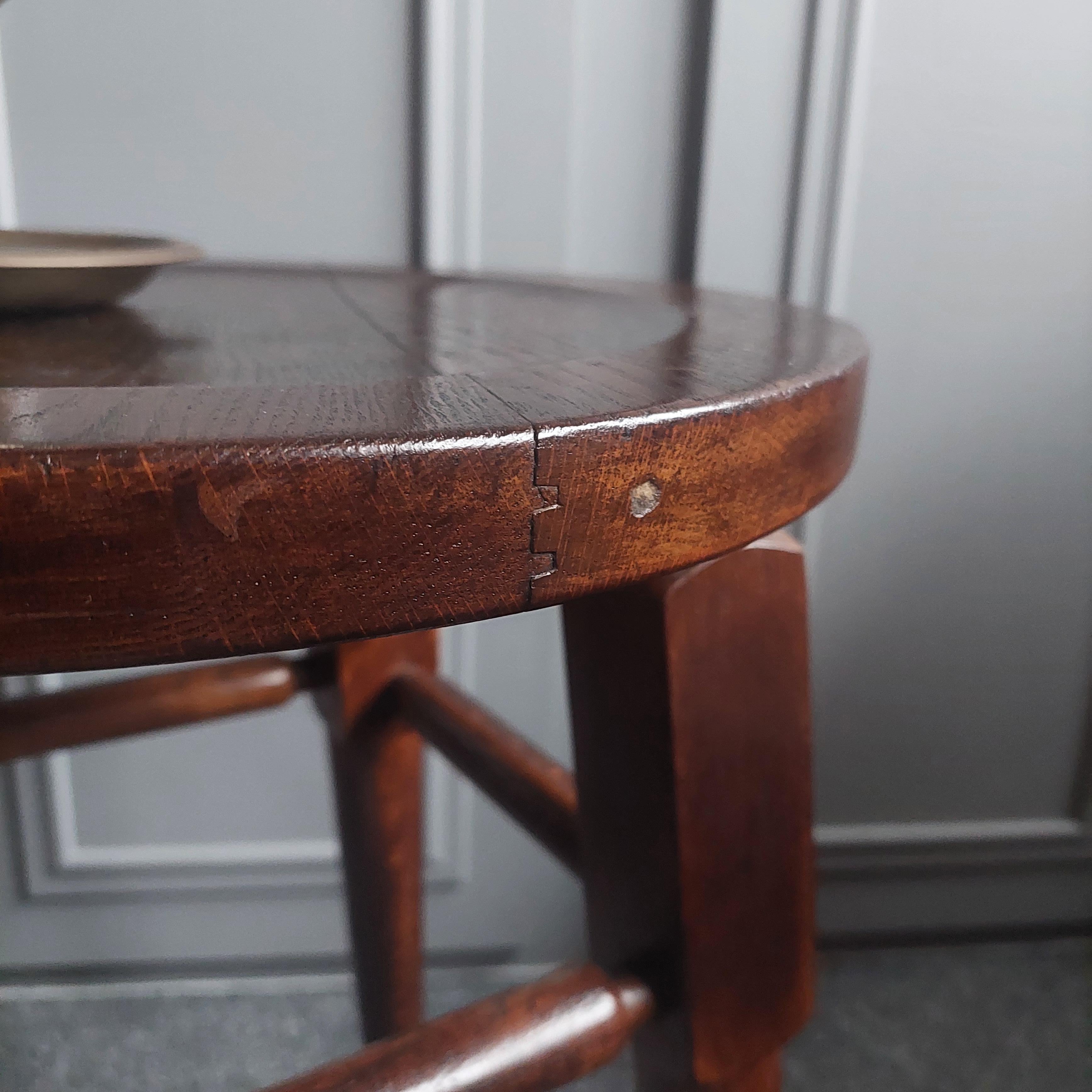 Arts and Crafts Oak Stool Side table by Gaskell & Chambers, 30s In Good Condition For Sale In Leamington Spa, GB