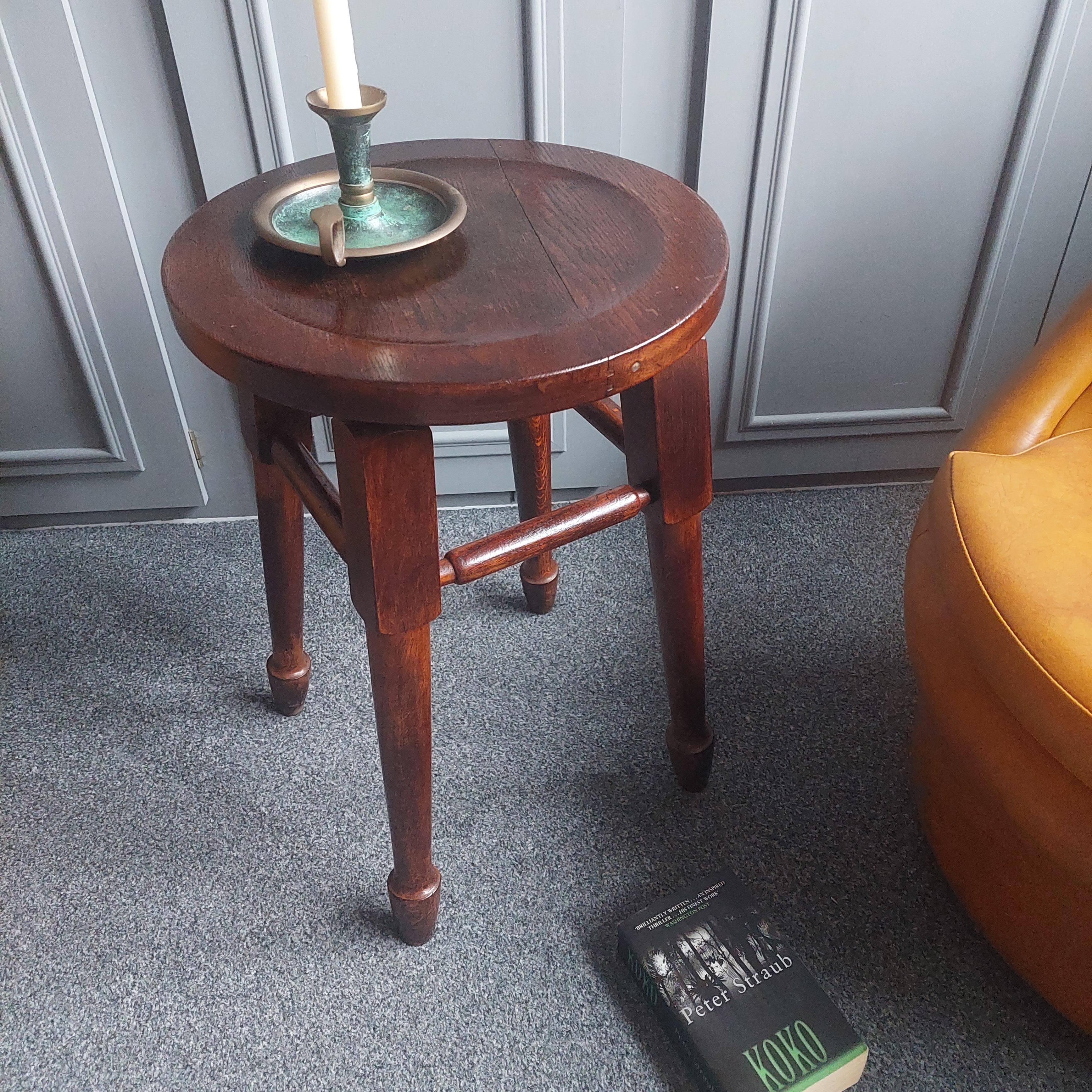 Arts and Crafts Oak Stool Side table by Gaskell & Chambers, 30s For Sale 1