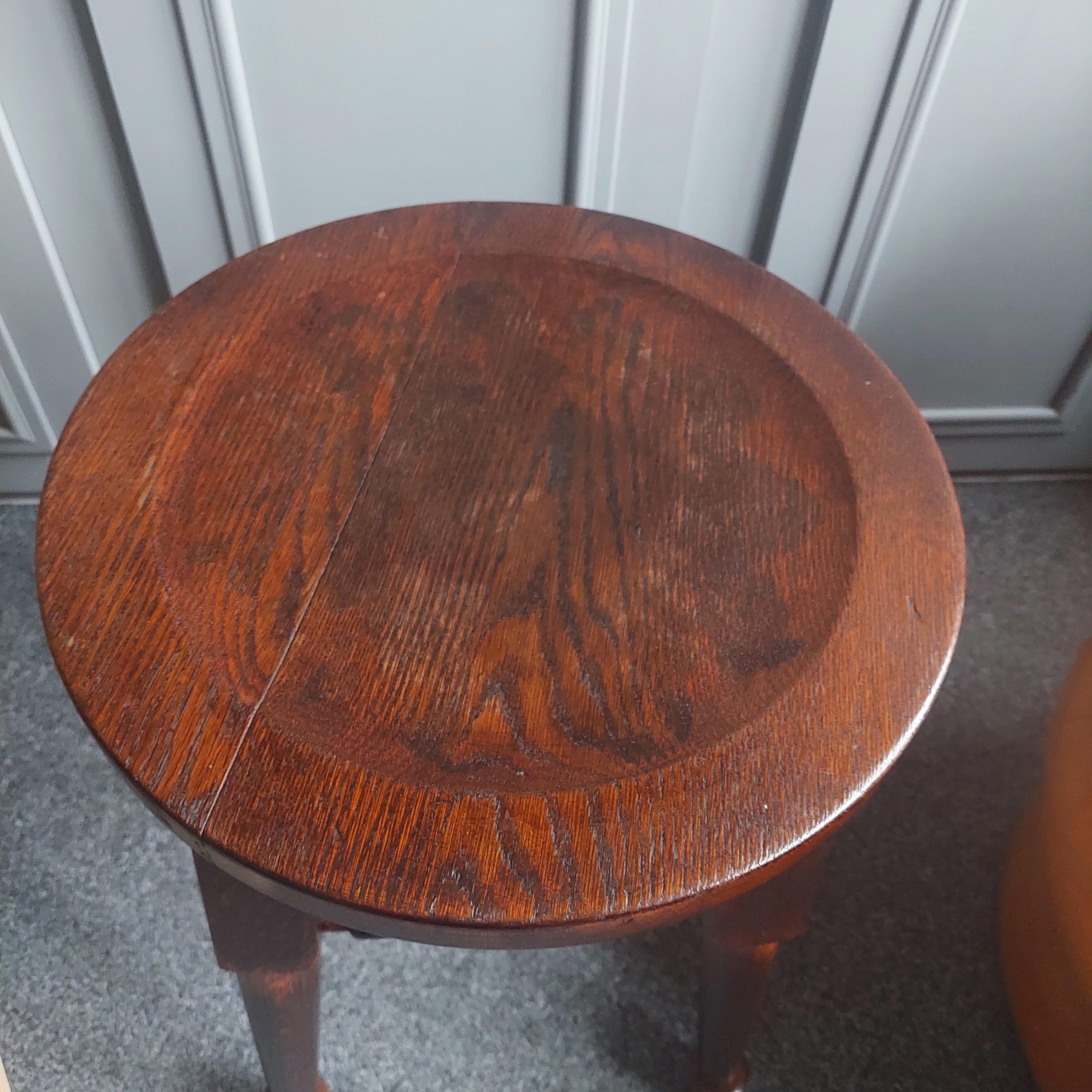 Arts and Crafts Oak Stool Side table by Gaskell & Chambers, 30s For Sale 3